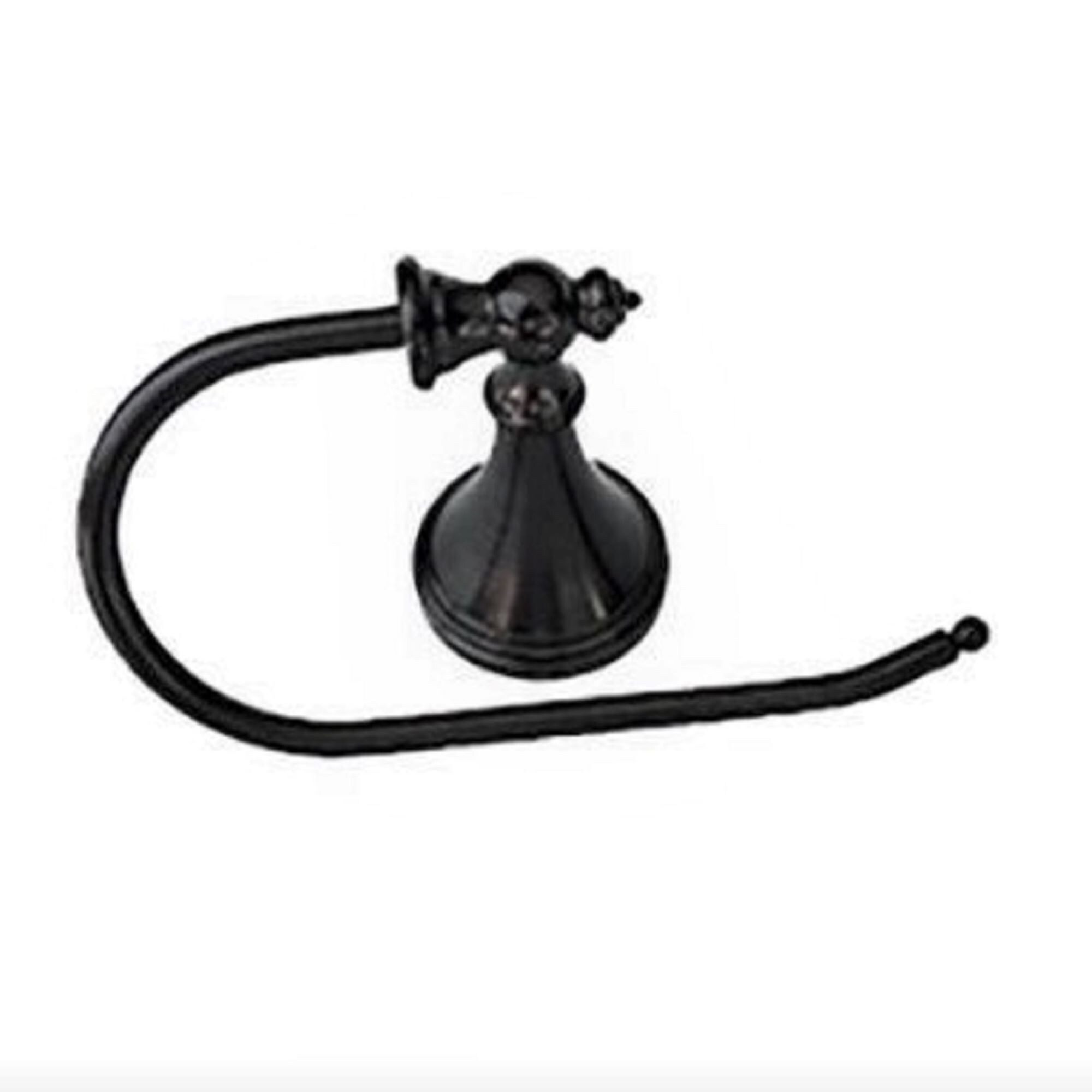 Juego de accesorios de baño decorativos ARISTA de 4 piezas en acabado negro mate Annchester: Barra para toallas, porta papel higiénico, argolla para toallas y gancho para batas incluidos 5305-4SET-MB