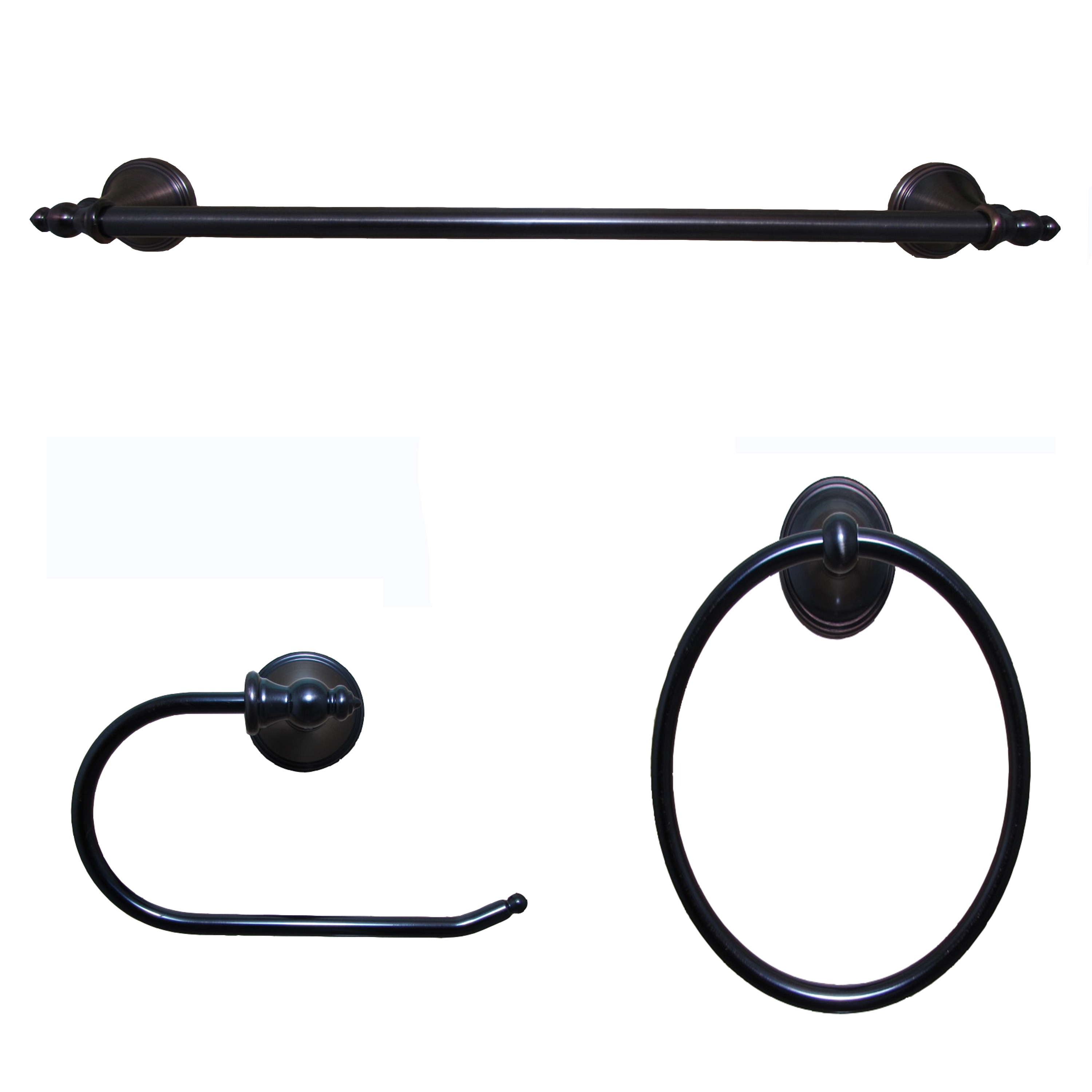 Juego de accesorios decorativos para baño en bronce aceitado ARISTA Annchester de 3 piezas: Barra de toalla, portarrollos y argolla para toallas (Incluye 5303-3SET-ORB)