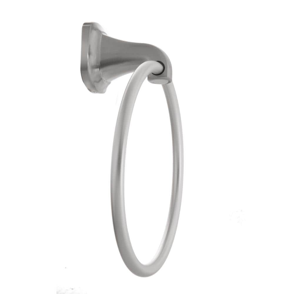 Juego de accesorios para baño decorativos ARISTA de 3 piezas en níquel satinado que incluye barra para toallas, portarrollos de papel higiénico y argolla para toallas.