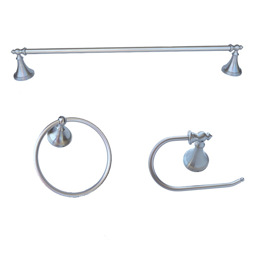 Juego de accesorios decorativos para baño de 3 piezas ARISTA Annchester en níquel satinado - Barra de toalla, portarrollos y argolla para toallas incluidos 5302-3SET-SN.