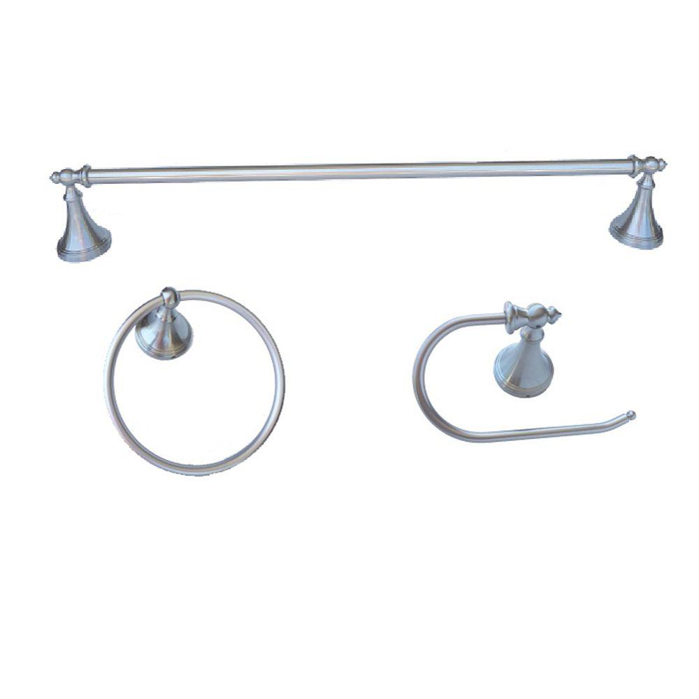 Juego de accesorios de baño decorativos de cromo Annchester de 3 piezas ARISTA incluye barra de toalla, porta papel higiénico y argolla para toalla 5301-3SET-CH