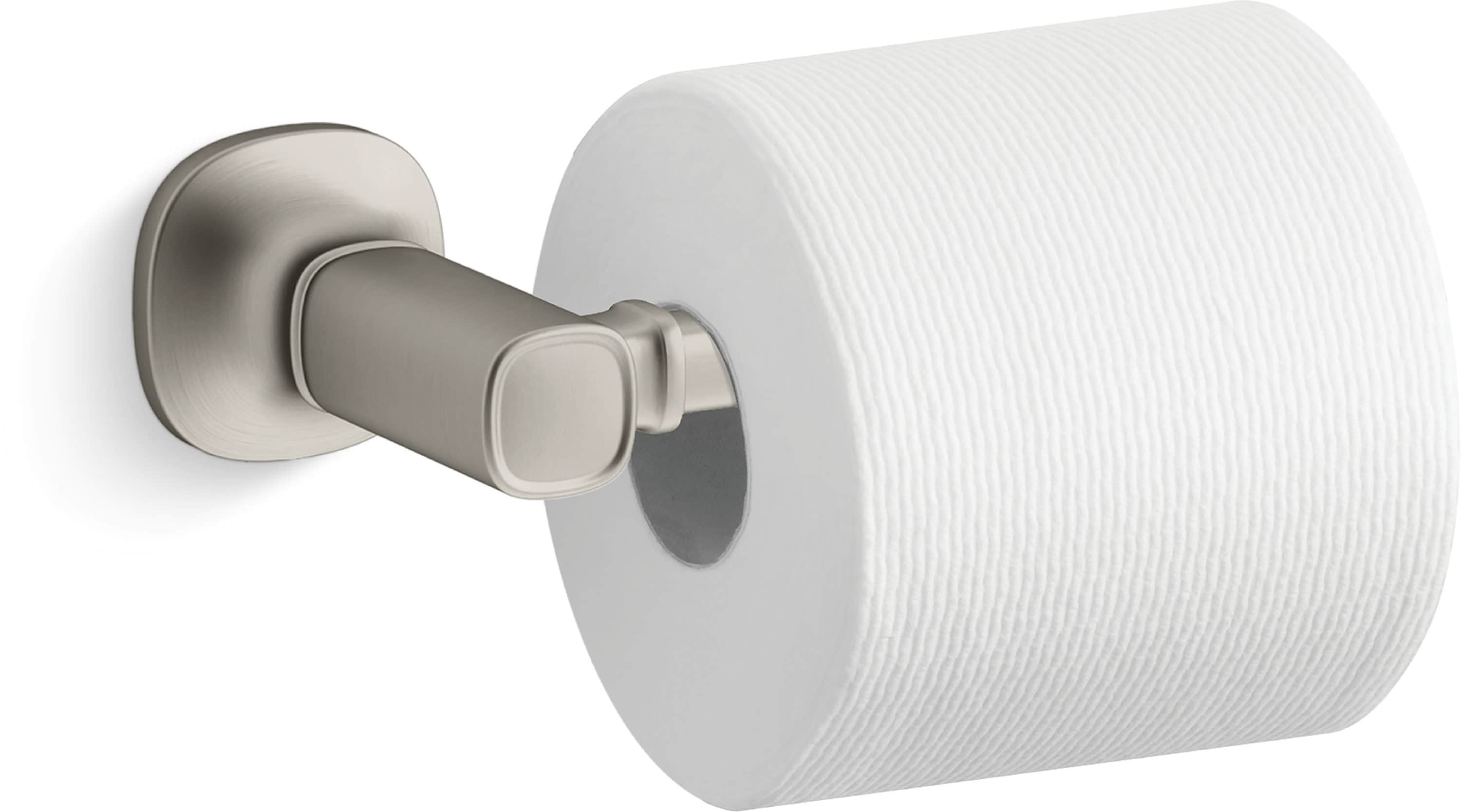 Juego de accesorios decorativos para baño de 3 piezas en níquel cepillado vibrante Ealing de KOHLER, incluye barra de toallas, porta papel higiénico y argolla para toallas (R31070-BN)