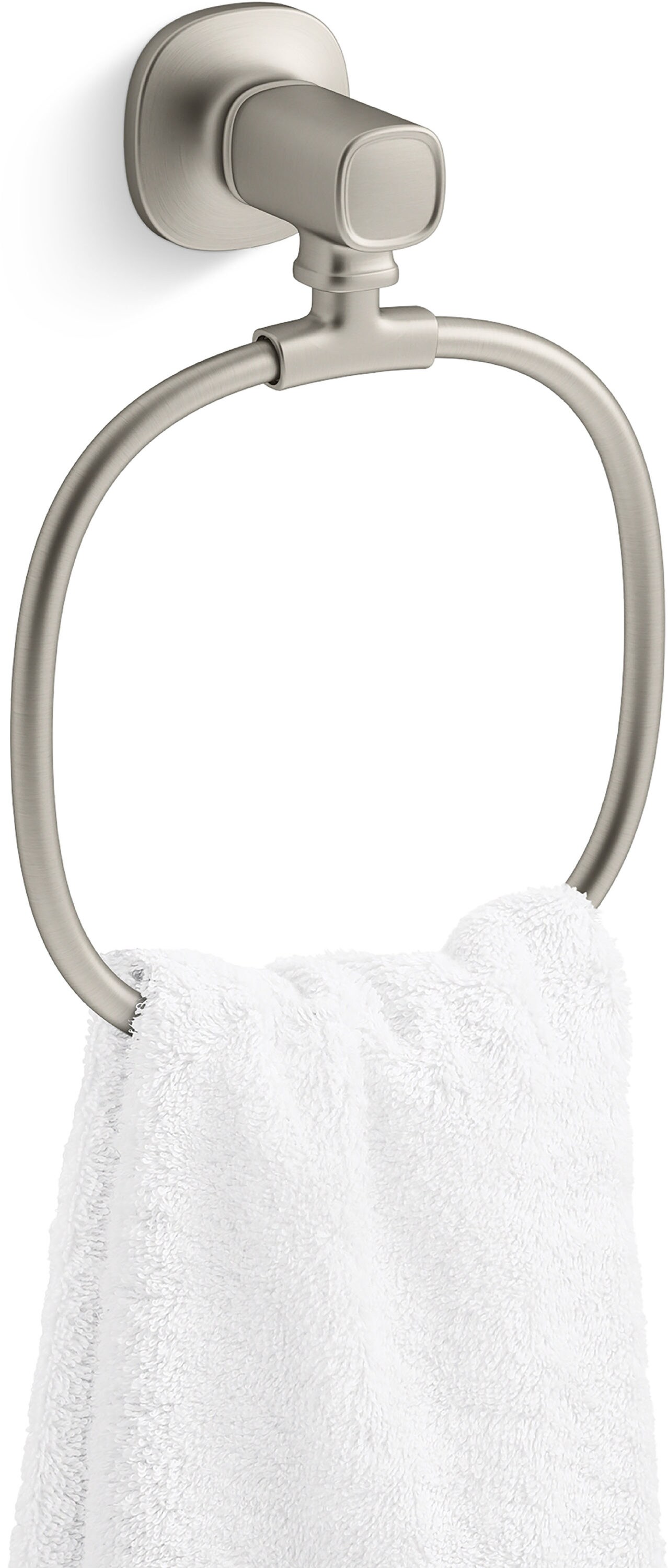 Juego de accesorios decorativos para baño de 3 piezas en níquel cepillado vibrante Ealing de KOHLER, incluye barra de toallas, porta papel higiénico y argolla para toallas (R31070-BN)