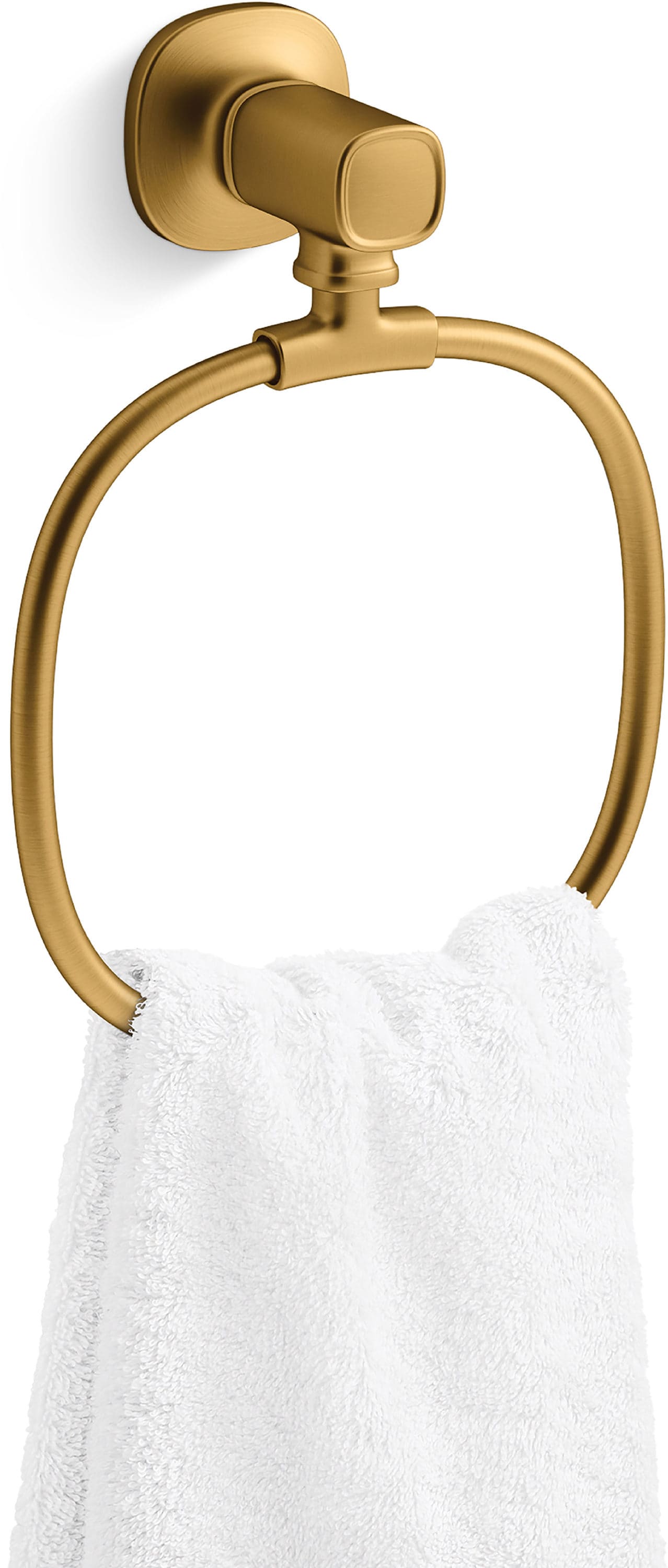 Juego de accesorios decorativos para baño de latón moderno vibrante cepillado de 3 piezas Ealing de KOHLER, que incluye barra para toallas, porta papel higiénico y anillo para toallas (R31070-2MB)