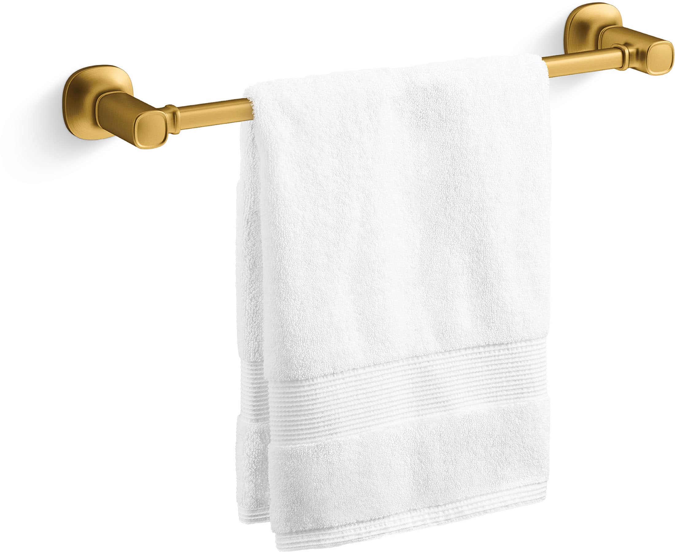 Juego de accesorios decorativos para baño de latón moderno vibrante cepillado de 3 piezas Ealing de KOHLER, que incluye barra para toallas, porta papel higiénico y anillo para toallas (R31070-2MB)