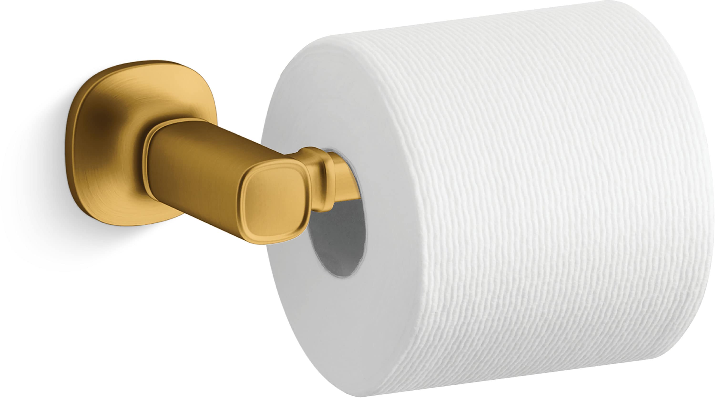 Juego de accesorios decorativos para baño de latón moderno vibrante cepillado de 3 piezas Ealing de KOHLER, que incluye barra para toallas, porta papel higiénico y anillo para toallas (R31070-2MB)