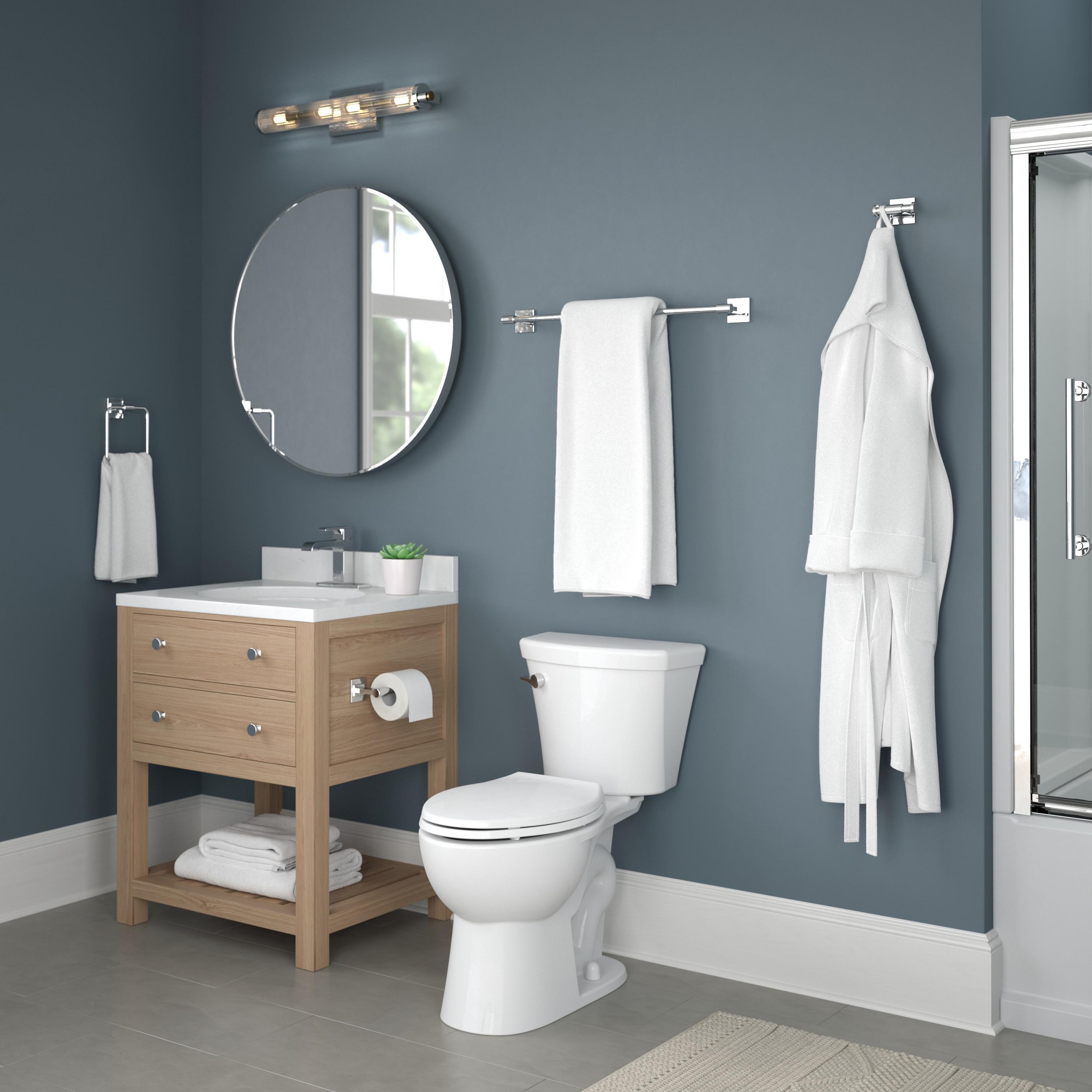 Juego de accesorios decorativos para baño en níquel cepillado con protección McLaren Spotshield de 3 piezas Delta: Barra de toalla, portarrollos de papel higiénico y anillo de toalla incluidos MCL63-BN