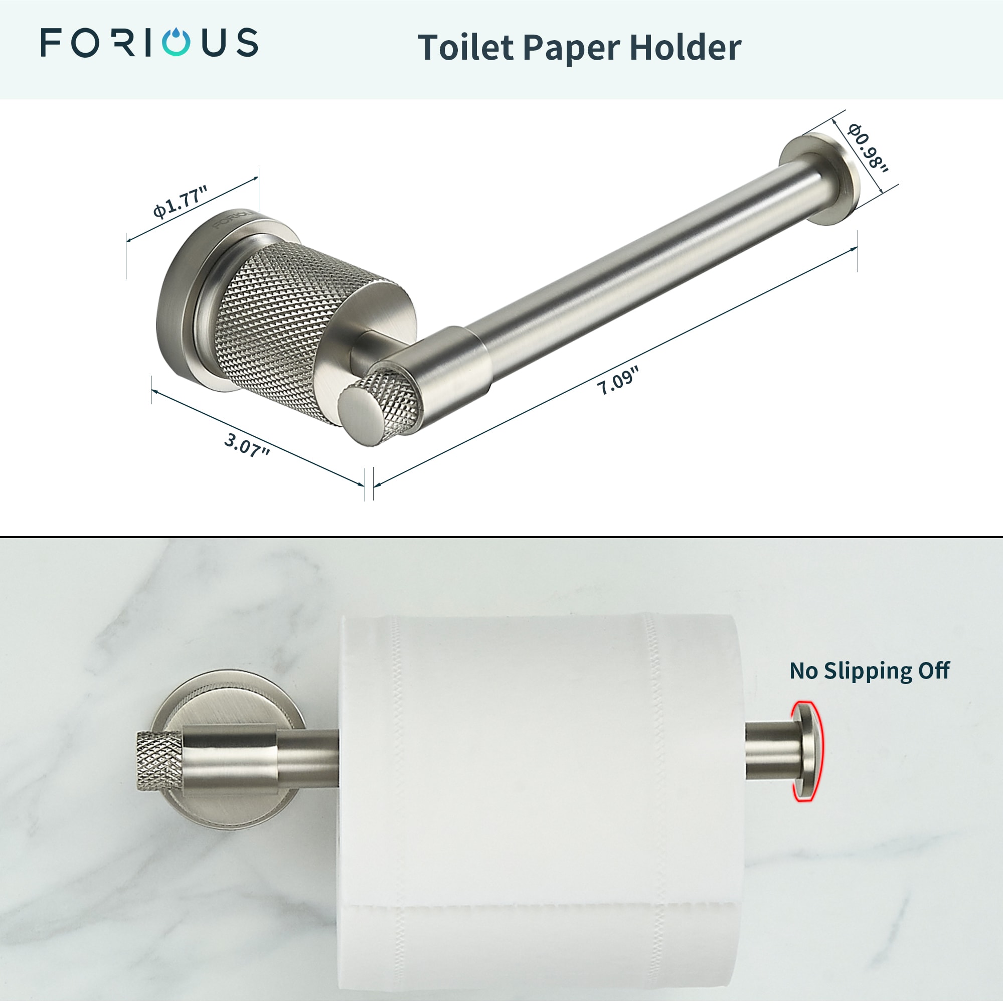 Juego de accesorios de baño decorativos de níquel cepillado de 3 piezas - Barra de toallas, porta papel higiénico, anillo de toalla incluido LL19011BN3A