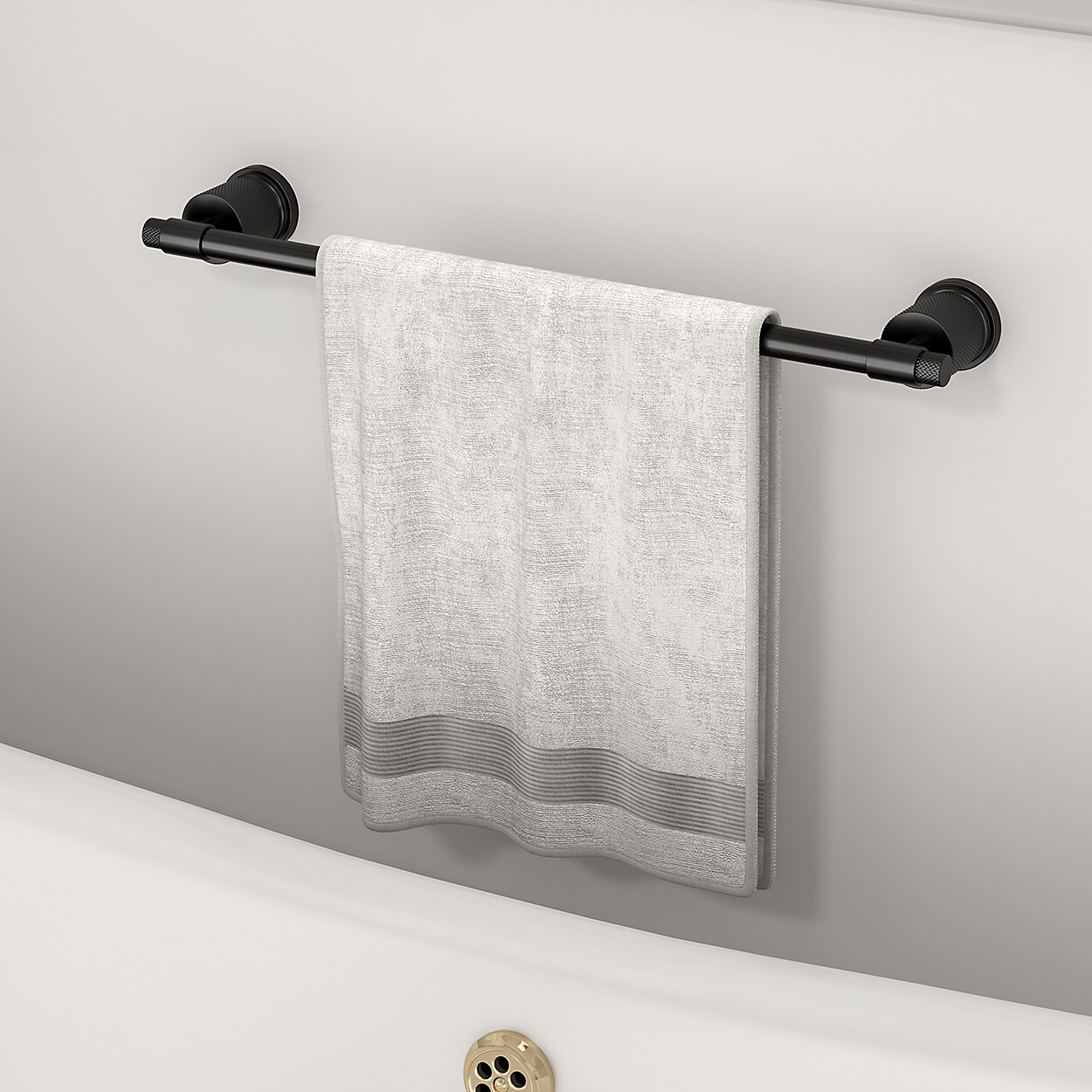 Juego de accesorios de baño decorativos en negro de 4 piezas: barra para toallas, portarrollos de papel higiénico, gancho para batas incluido LL19011B4C