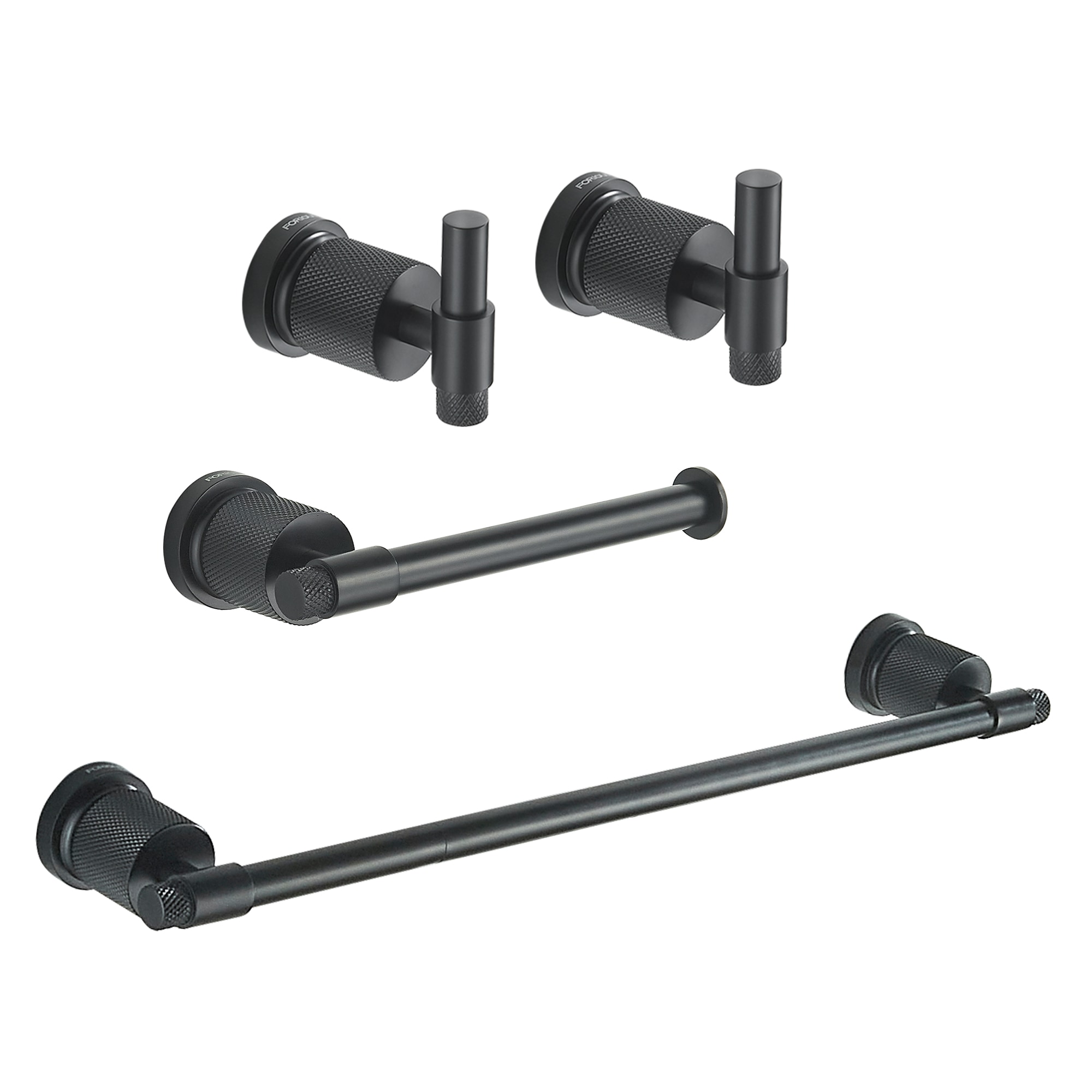 Juego de accesorios de baño decorativos en negro de 4 piezas: barra para toallas, portarrollos de papel higiénico, gancho para batas incluido LL19011B4C
