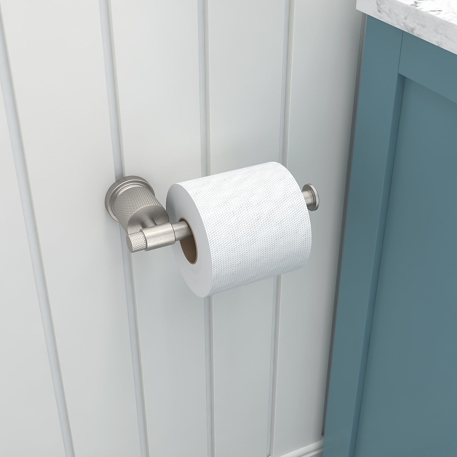 Juego de Accesorios Decorativos para Baño de 4 Piezas en Níquel Cepillado - Barra de Toallas, Porta Papel Higiénico, Gancho para Batas incluido LL19011BN4C