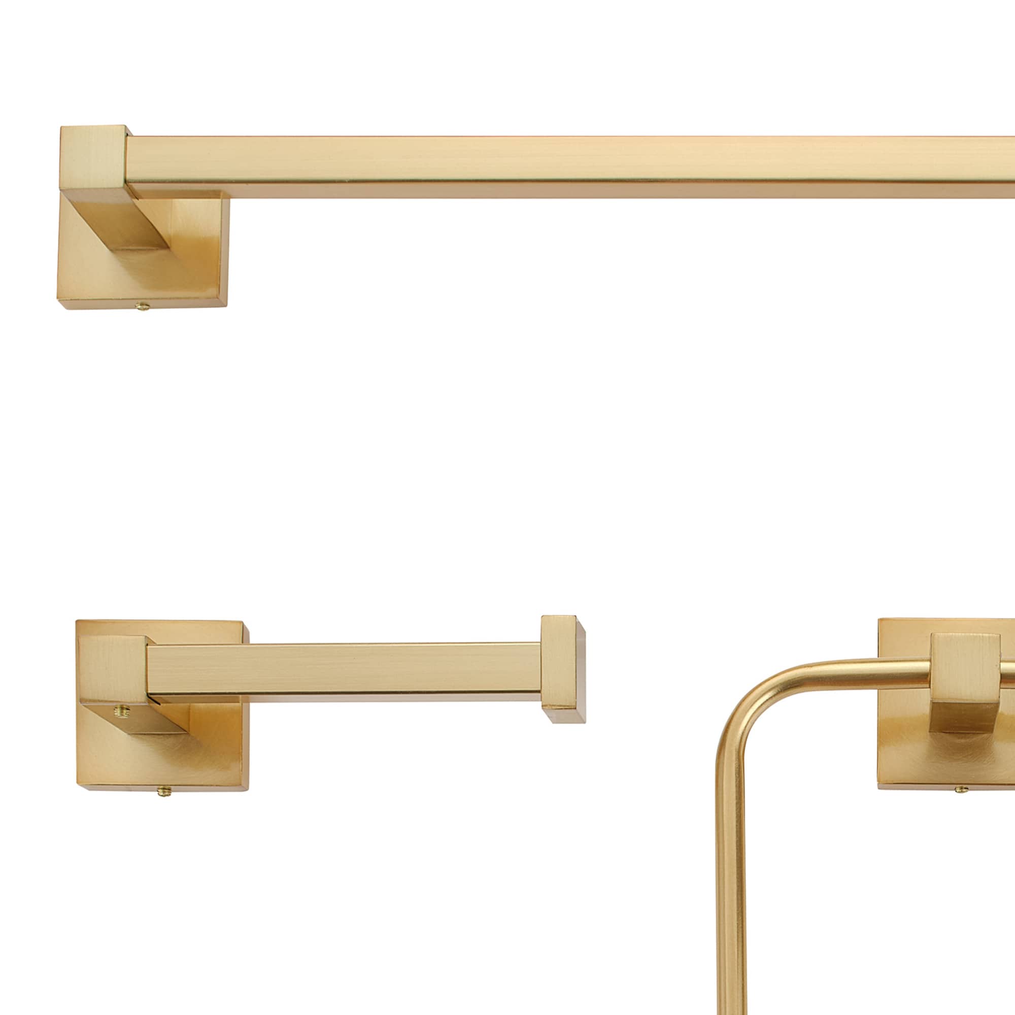 Juego de accesorios de baño decorativos de 4 piezas en latón mate Dakota, incluye barra de toalla, portarrollos, anillo de toalla y gancho para bata