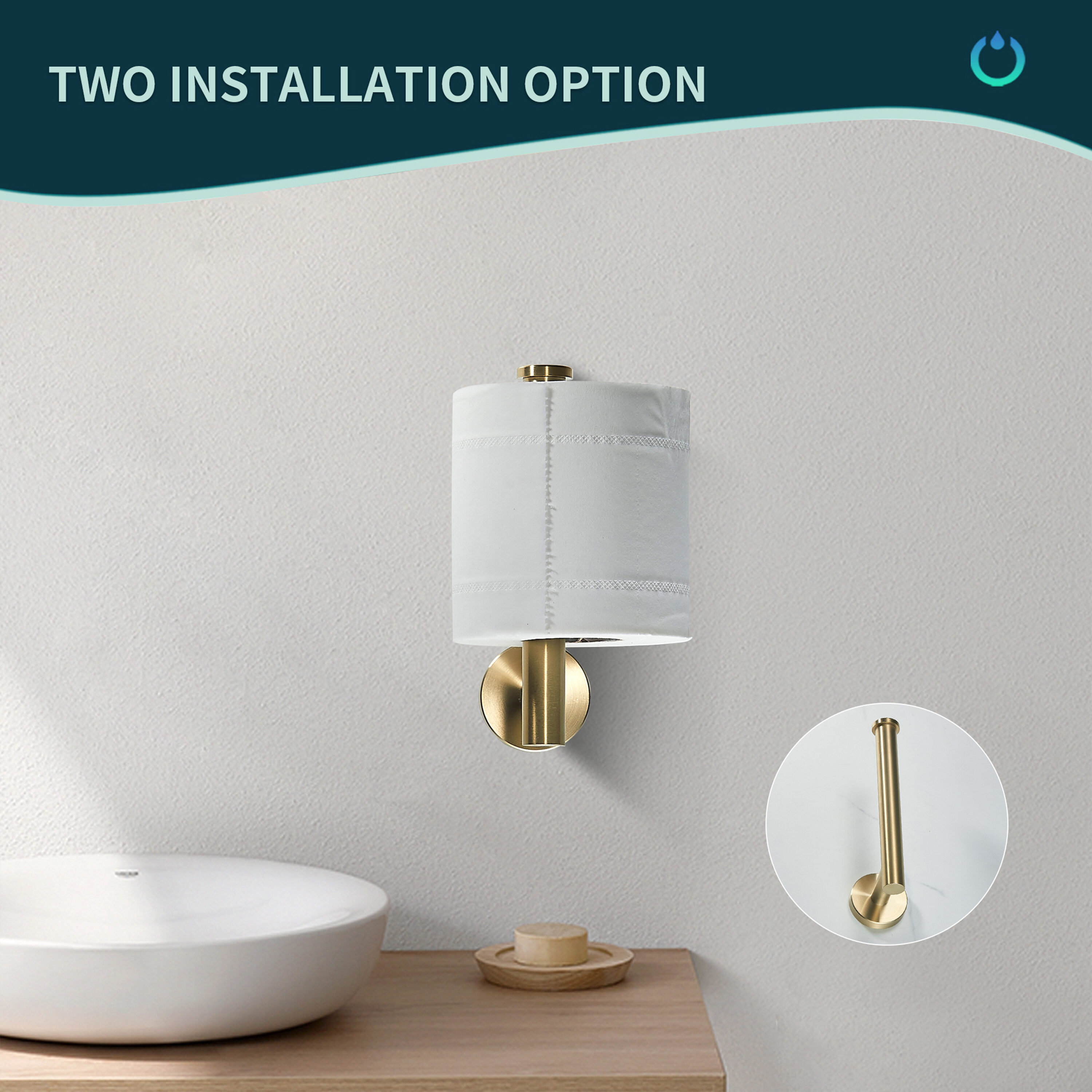 Juego de Accesorios de Baño Decorativos en Oro de 6 Piezas Forious - Barra de Toallas, Porta Papel de Baño, Argolla de Toalla, Gancho para Bata incluido LL0216G-6
