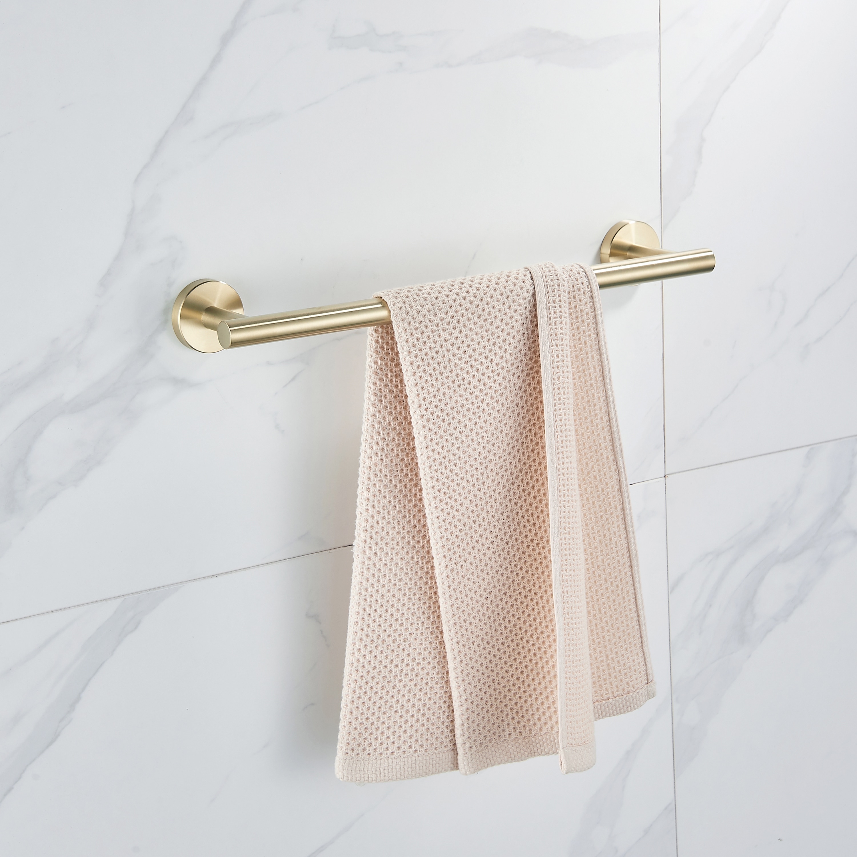 Juego de Accesorios de Baño Decorativos en Oro de 6 Piezas Forious - Barra de Toallas, Porta Papel de Baño, Argolla de Toalla, Gancho para Bata incluido LL0216G-6