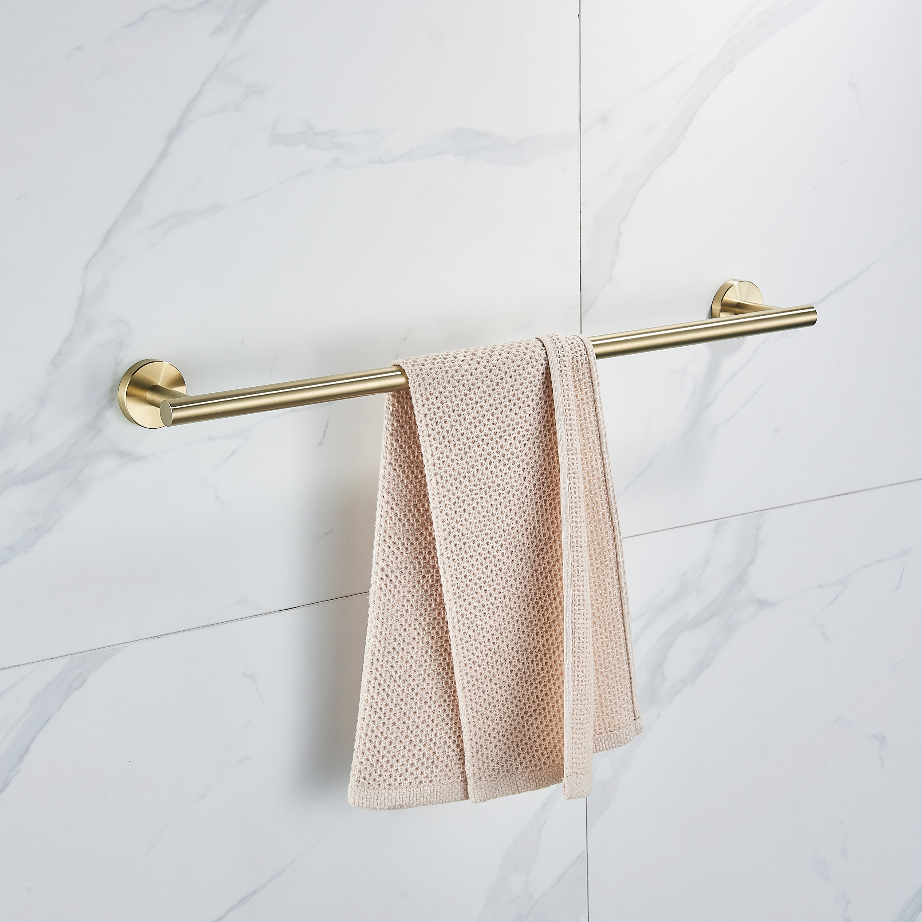 Juego de Accesorios de Baño Decorativos en Oro de 6 Piezas Forious - Barra de Toallas, Porta Papel de Baño, Argolla de Toalla, Gancho para Bata incluido LL0216G-6