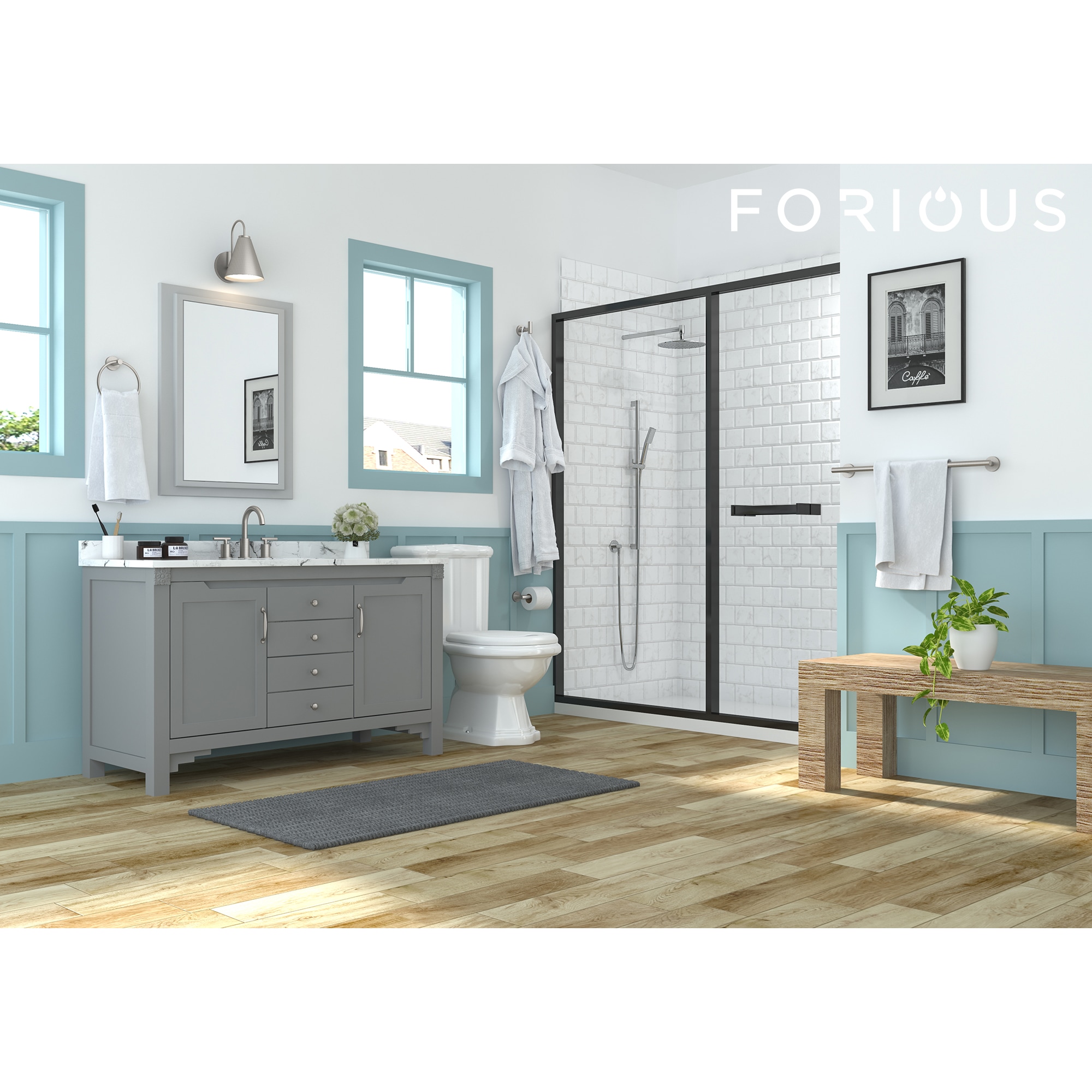 Juego de Accesorios de Baño Decorativos de Níquel Cepillado de 6 Piezas: Barra de Toallas, Porta Papel Higiénico, Anillo de Toallas, Gancho para Batas incluido LL0216BN-6