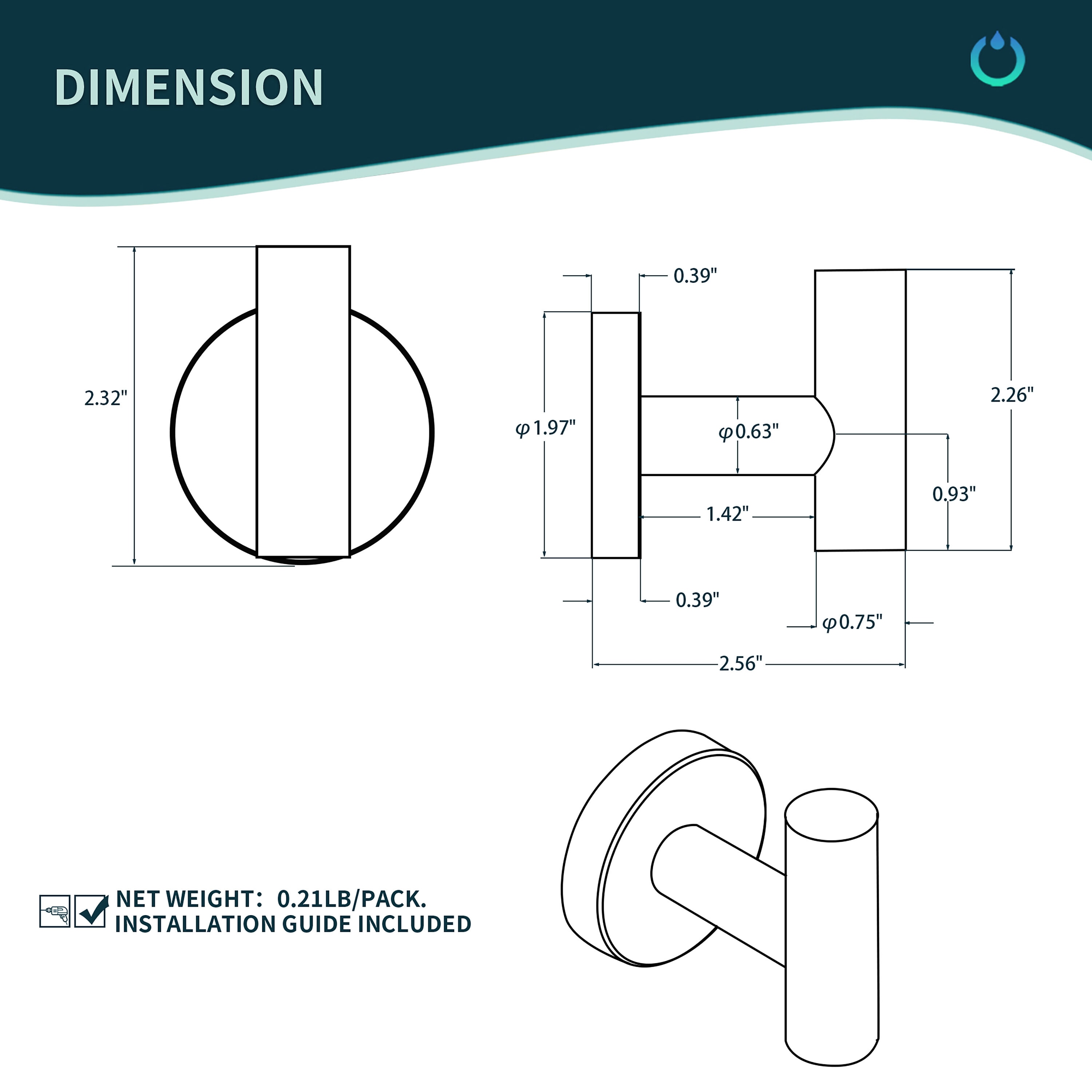 Juego de Accesorios de Baño Decorativos de Níquel Cepillado de 6 Piezas: Barra de Toallas, Porta Papel Higiénico, Anillo de Toallas, Gancho para Batas incluido LL0216BN-6
