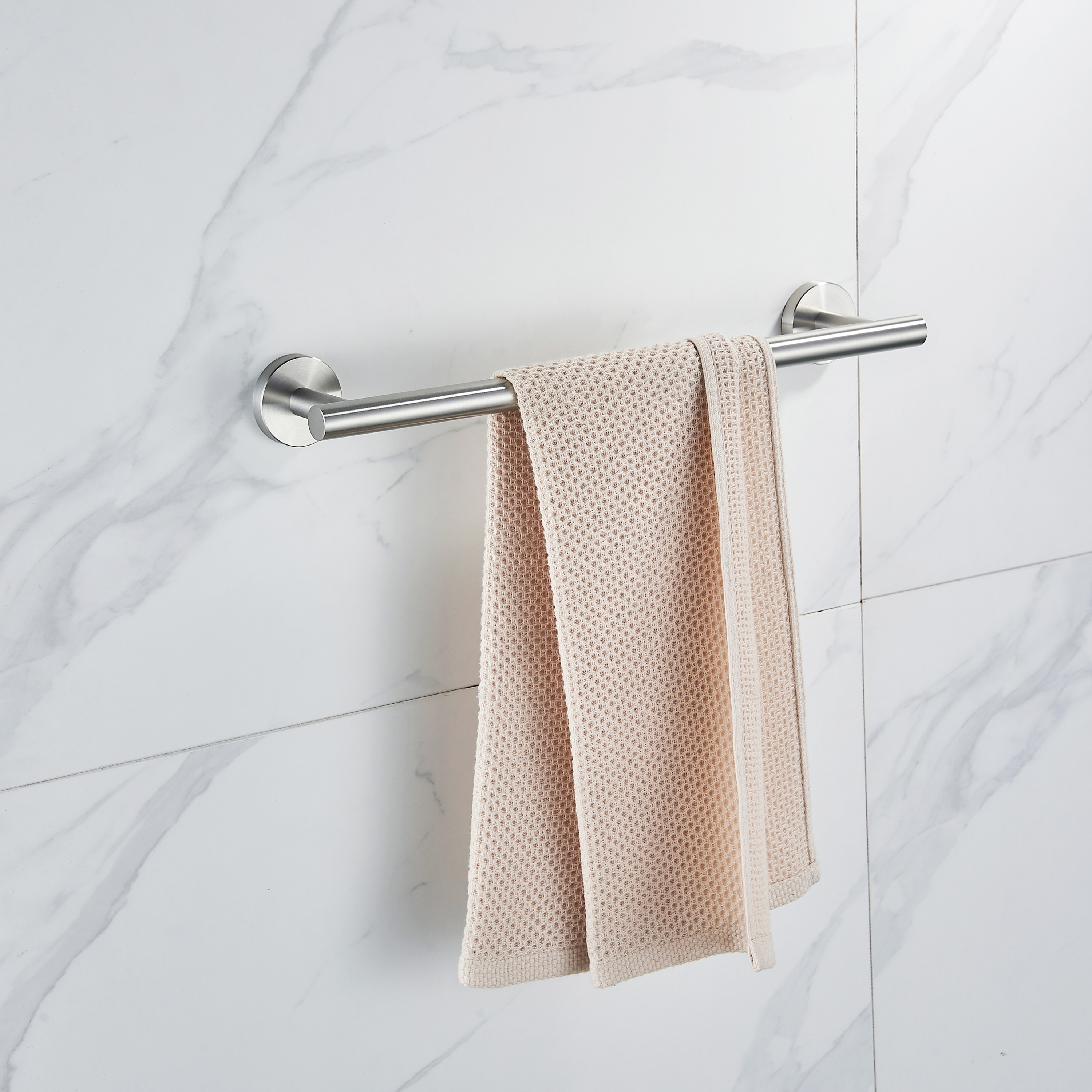 Juego de Accesorios de Baño Decorativos de Níquel Cepillado de 6 Piezas: Barra de Toallas, Porta Papel Higiénico, Anillo de Toallas, Gancho para Batas incluido LL0216BN-6