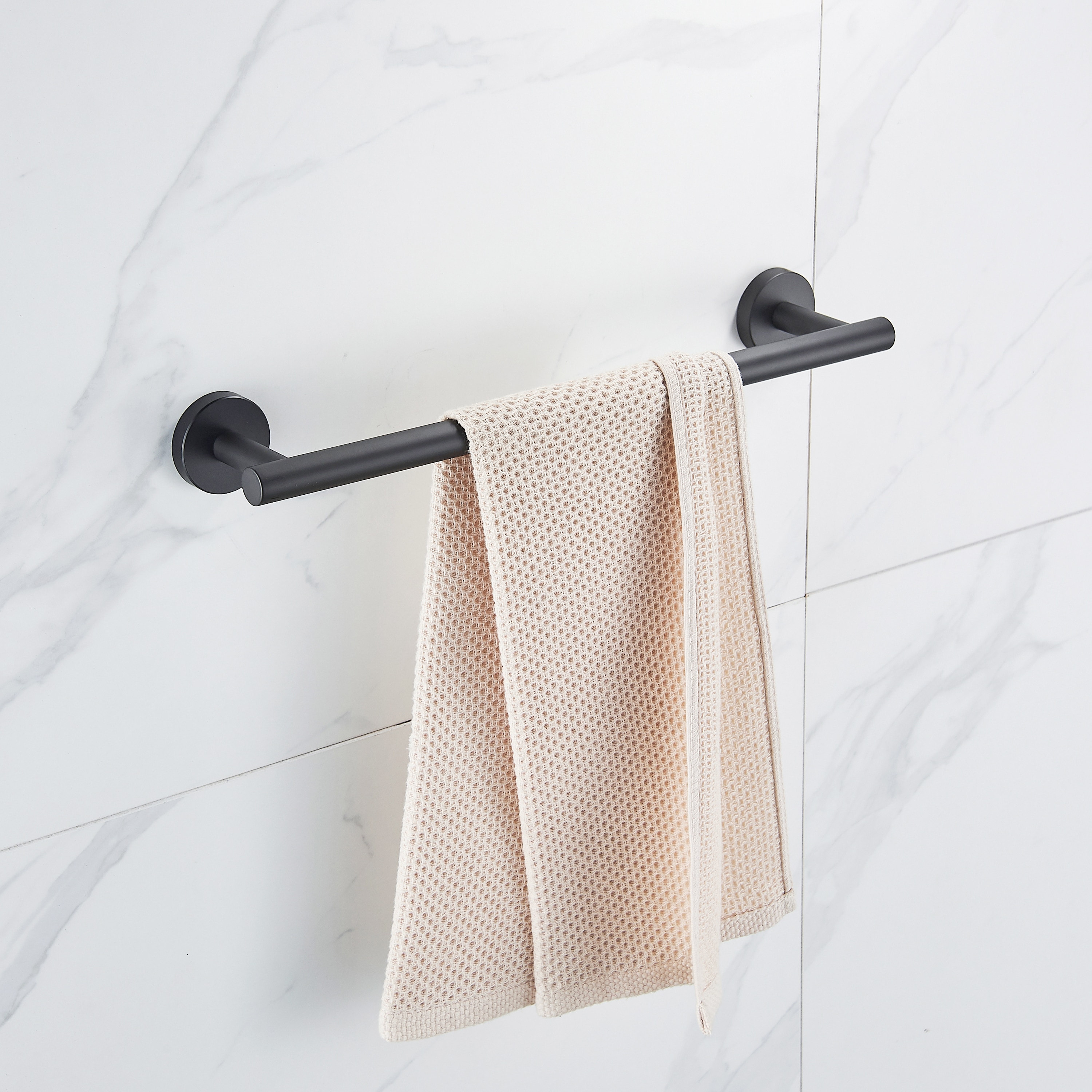 Juego de 6 Piezas de Accesorios de Baño Decorativos en Negro - Barra de Toallas, Portarrollos, Argolla de Toalla, Gancho de Bata incluidos LL0216B-6