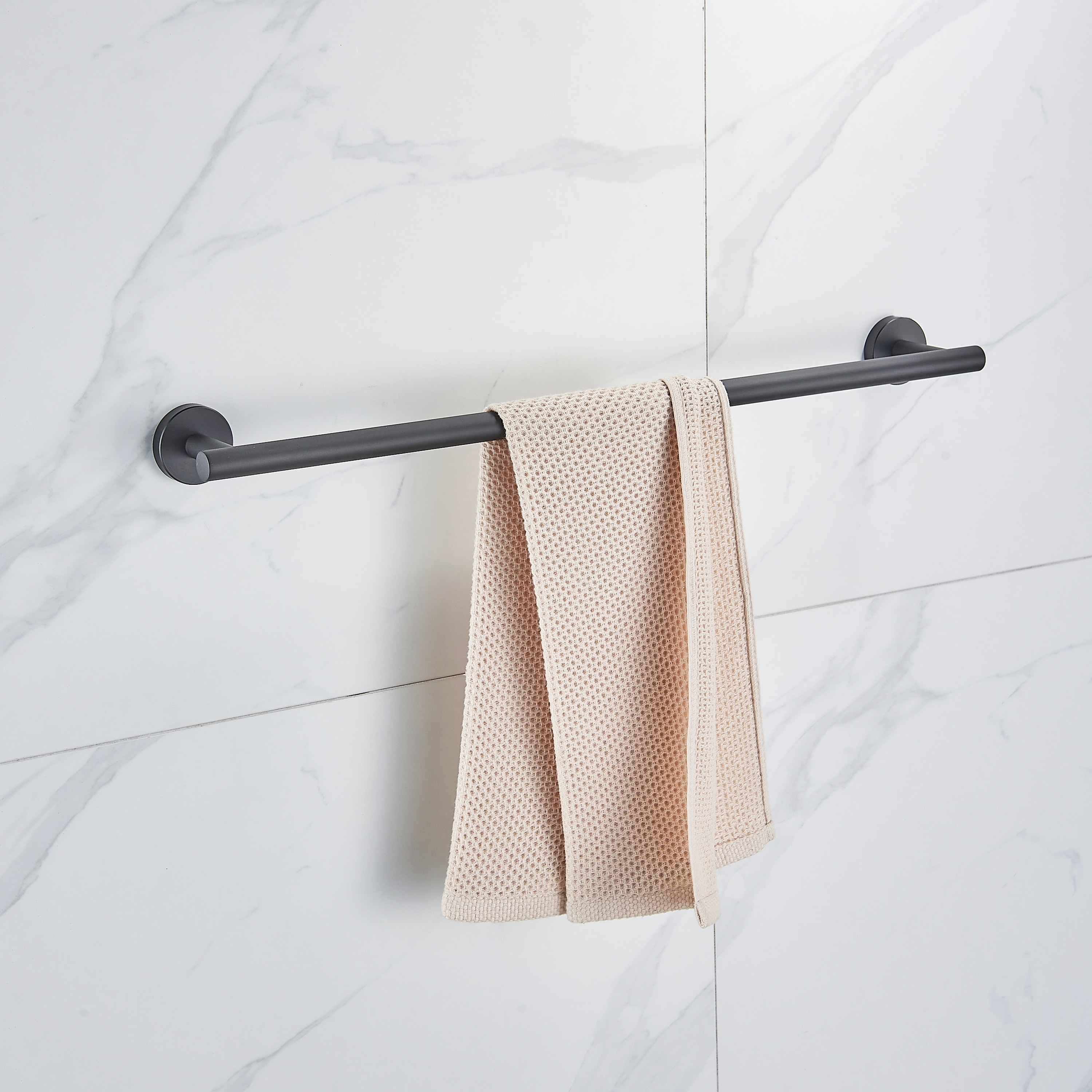 Juego de 6 Piezas de Accesorios de Baño Decorativos en Negro - Barra de Toallas, Portarrollos, Argolla de Toalla, Gancho de Bata incluidos LL0216B-6