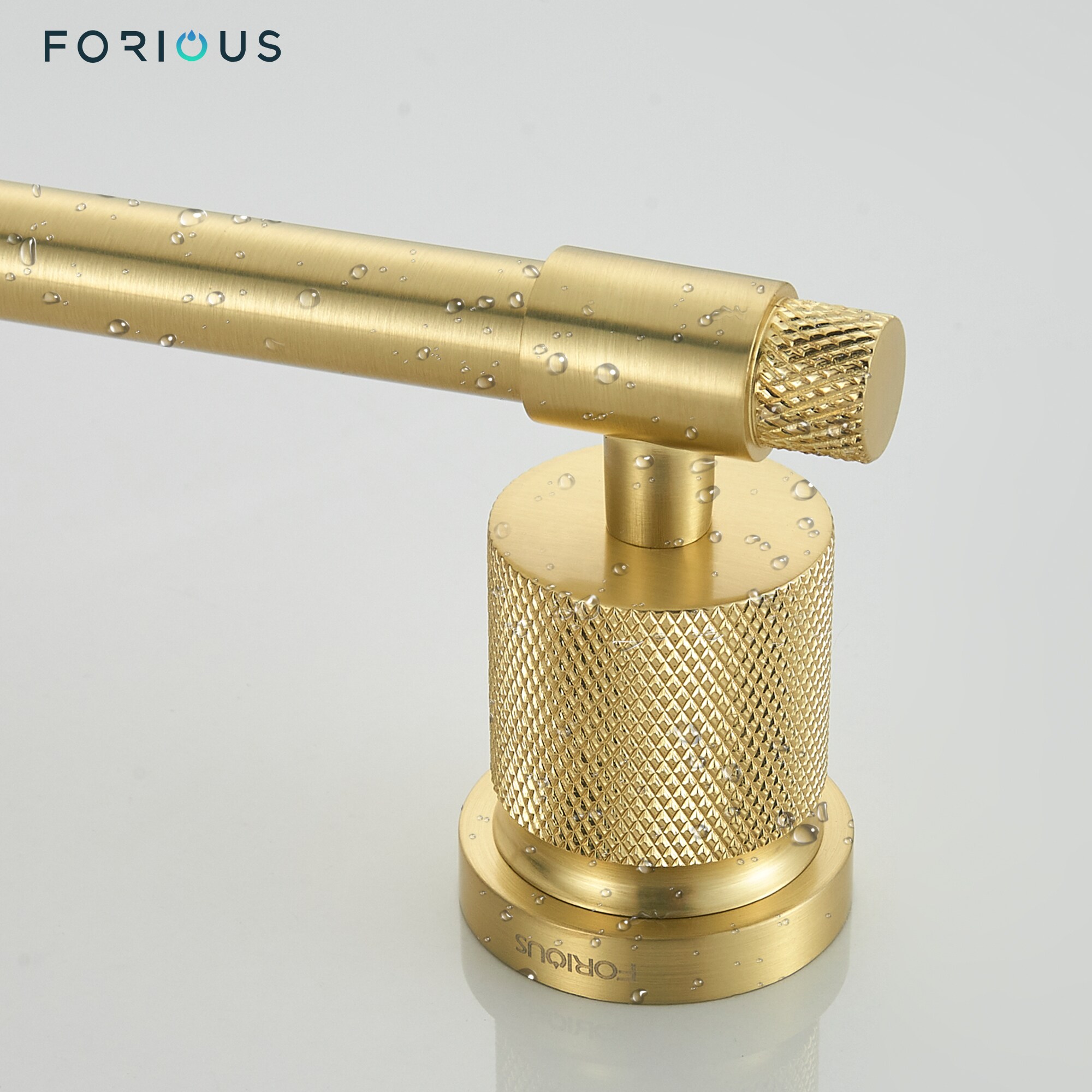 Juego de accesorios de baño decorativos en dorado de 3 piezas FORIOUS: Barra de toallas, portarrollos y argolla para toallas incluidos LL19011G3A
