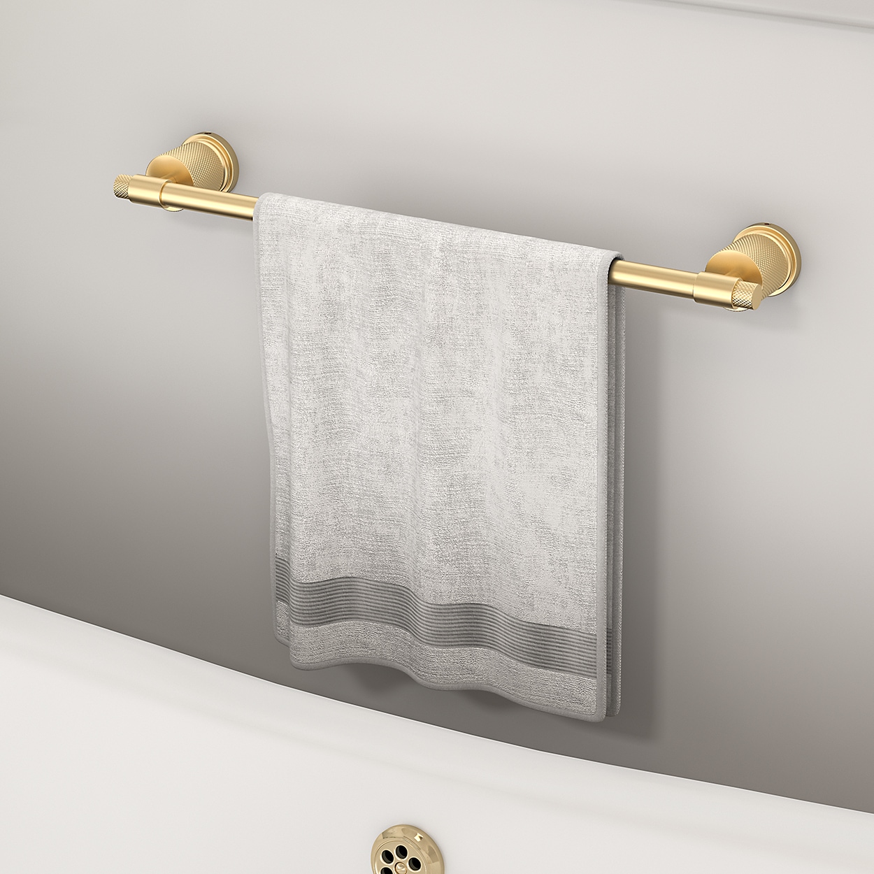 Juego de Accesorios para Baño en Oro de 4 Piezas Incluye Barra para Toallas, Porta Papel Higiénico, Anillo para Toallas y Gancho para Batas FORIOUS LL19011G4A