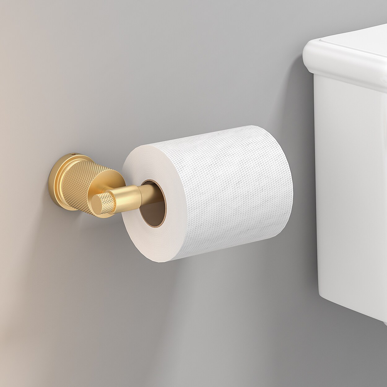 Juego de Accesorios para Baño en Oro de 4 Piezas Incluye Barra para Toallas, Porta Papel Higiénico, Anillo para Toallas y Gancho para Batas FORIOUS LL19011G4A