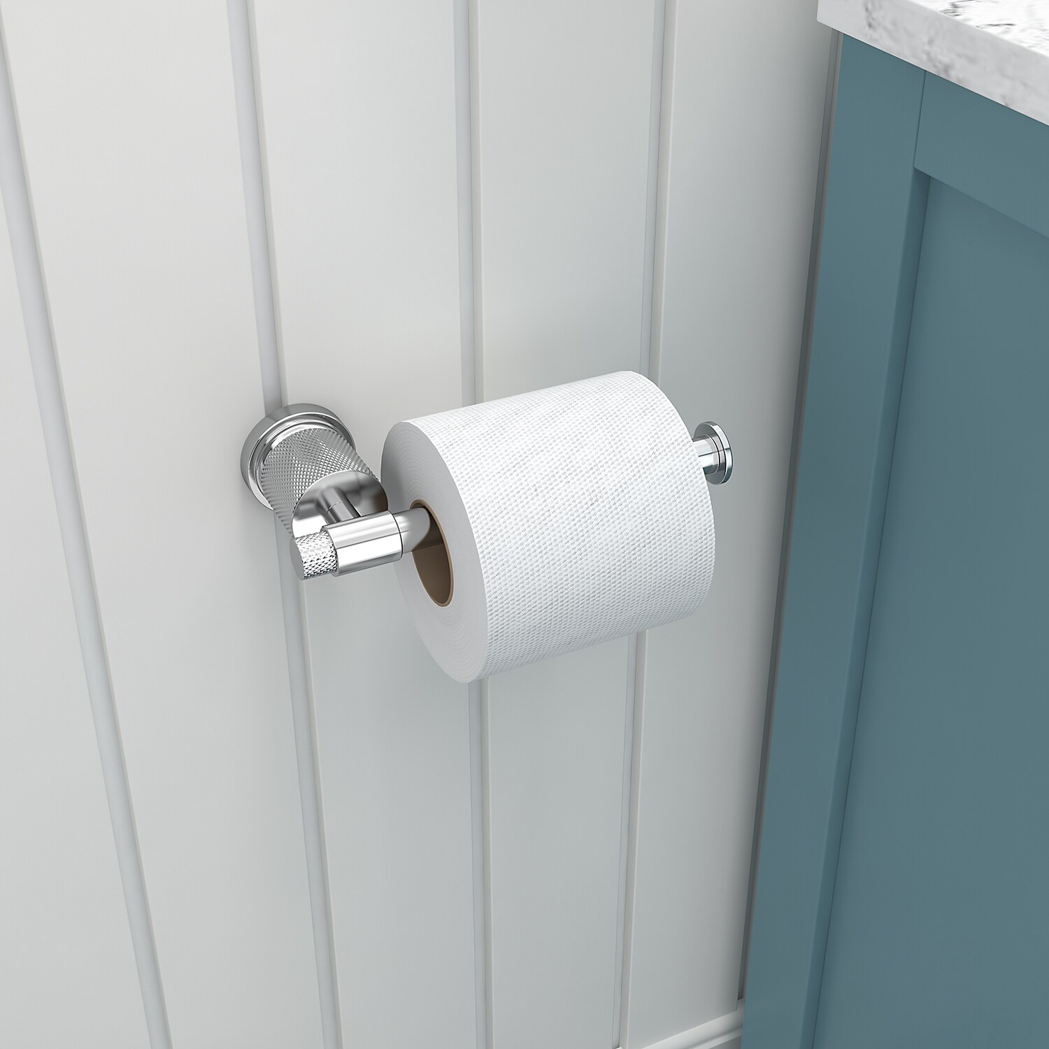 Juego de Accesorios de Baño Decorativo de 4 Piezas cromadas de FORIOUS: Barra de Toalla, Porta Papel Higiénico, Gancho para Batas incluido LL19011CH4C