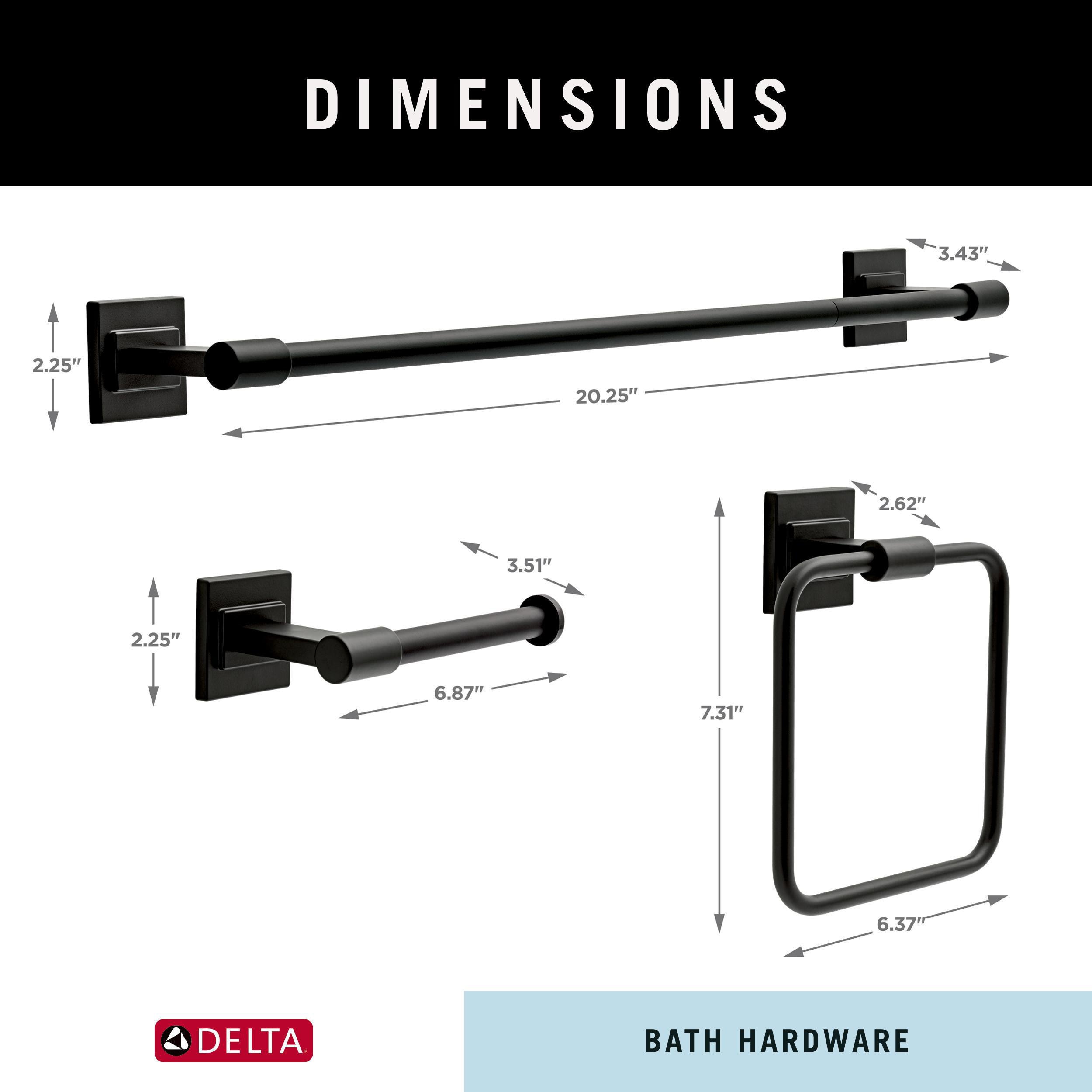 Juego de accesorios de baño decorativo en negro mate de 3 piezas Delta - Barra de toalla, porta papel higiénico y argolla para toallas incluidos MCL63-MB de McLaren.