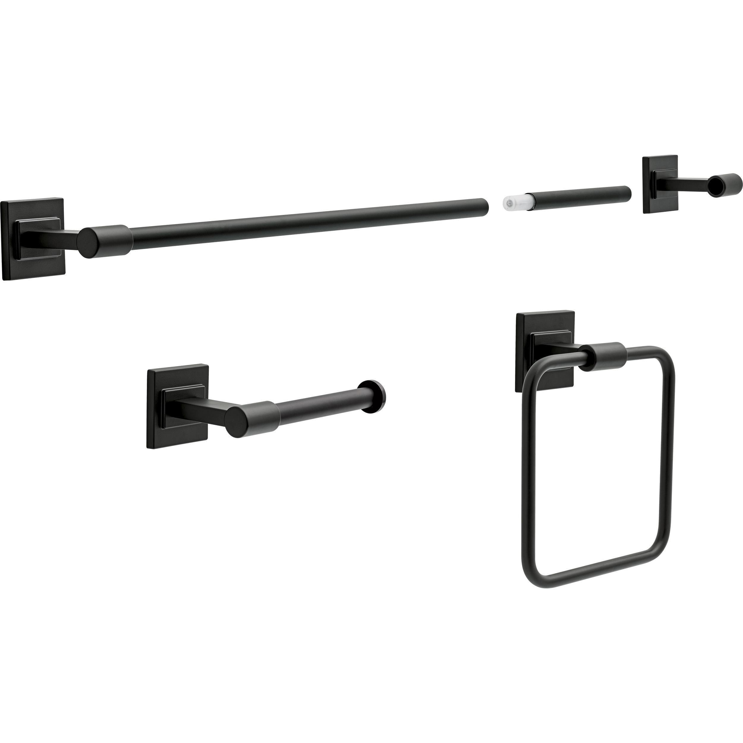 Juego de accesorios de baño decorativo en negro mate de 3 piezas Delta - Barra de toalla, porta papel higiénico y argolla para toallas incluidos MCL63-MB de McLaren.