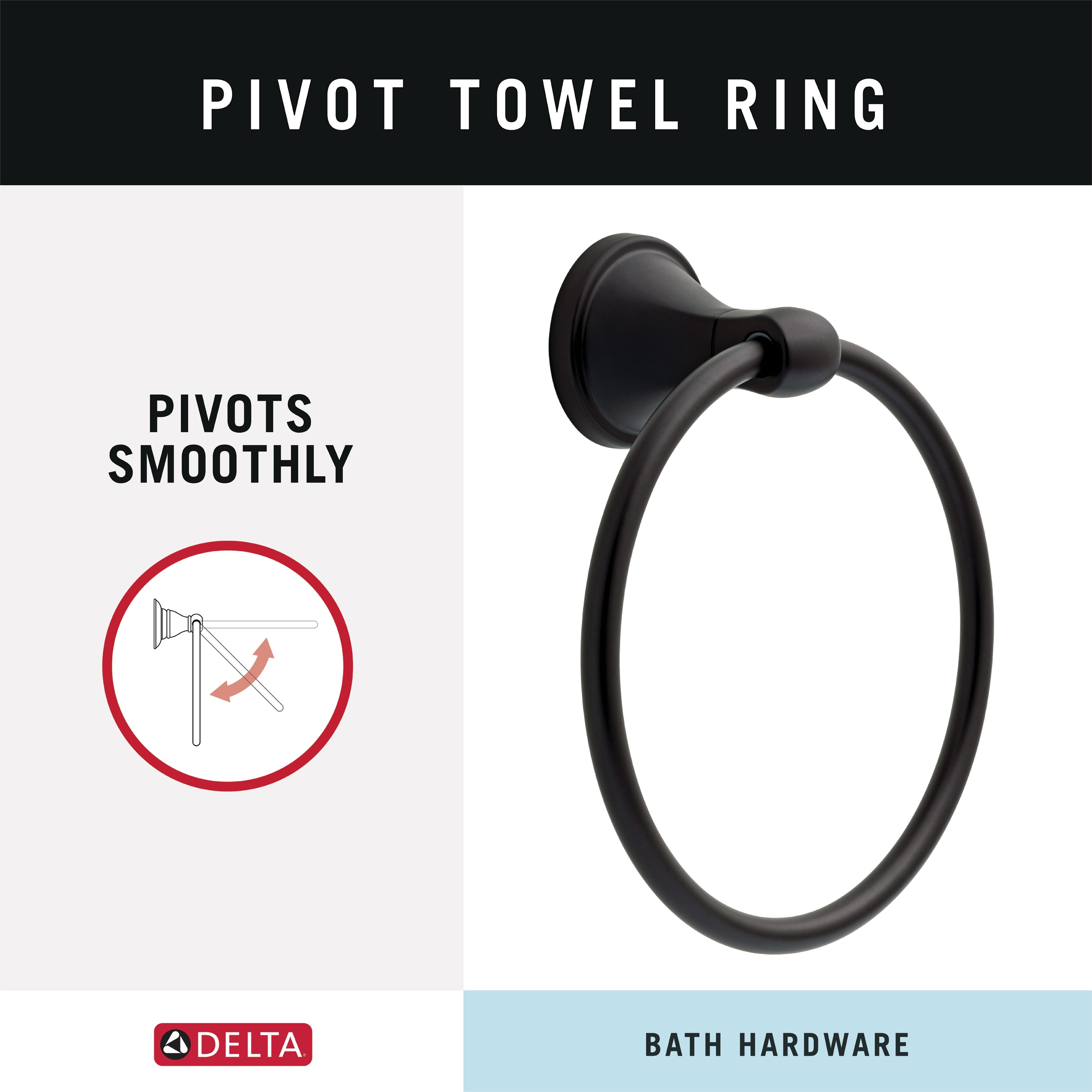 Juego de 3 piezas de accesorios de baño decorativos en negro mate Becker de Delta - Barra de toalla, porta papel higiénico, argolla de toalla incluidos BCK63-MB-VK.