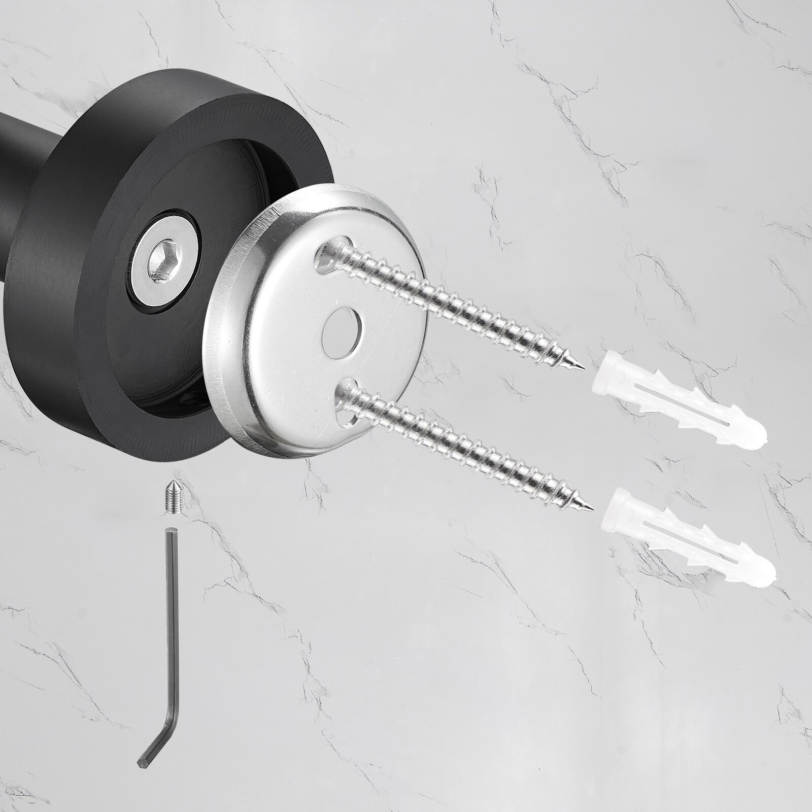 Juego de Accesorios de Baño Decorativos en Negro Mate de 6 Piezas Cobbe, Incluye Barra para Toallas, Porta Papel de Baño, Argolla para Toallas y Gancho para Batas