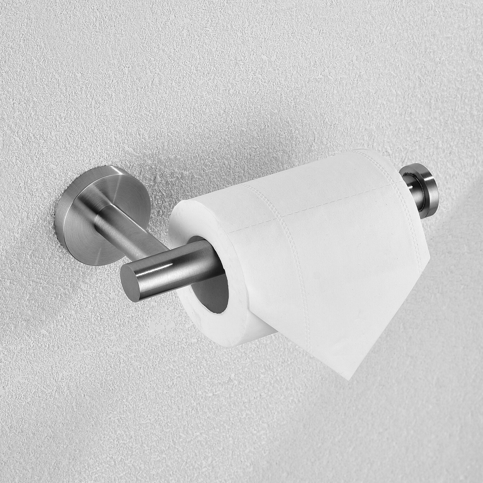 Juego de Accesorios de Baño Decorativos de Níquel Cepillado de 6 Piezas Cobbe - Incluye Barra para Toallas, Portarrollos de Papel, Anillo para Toallas y Gancho para Batas  LS1-H02GJTZ012