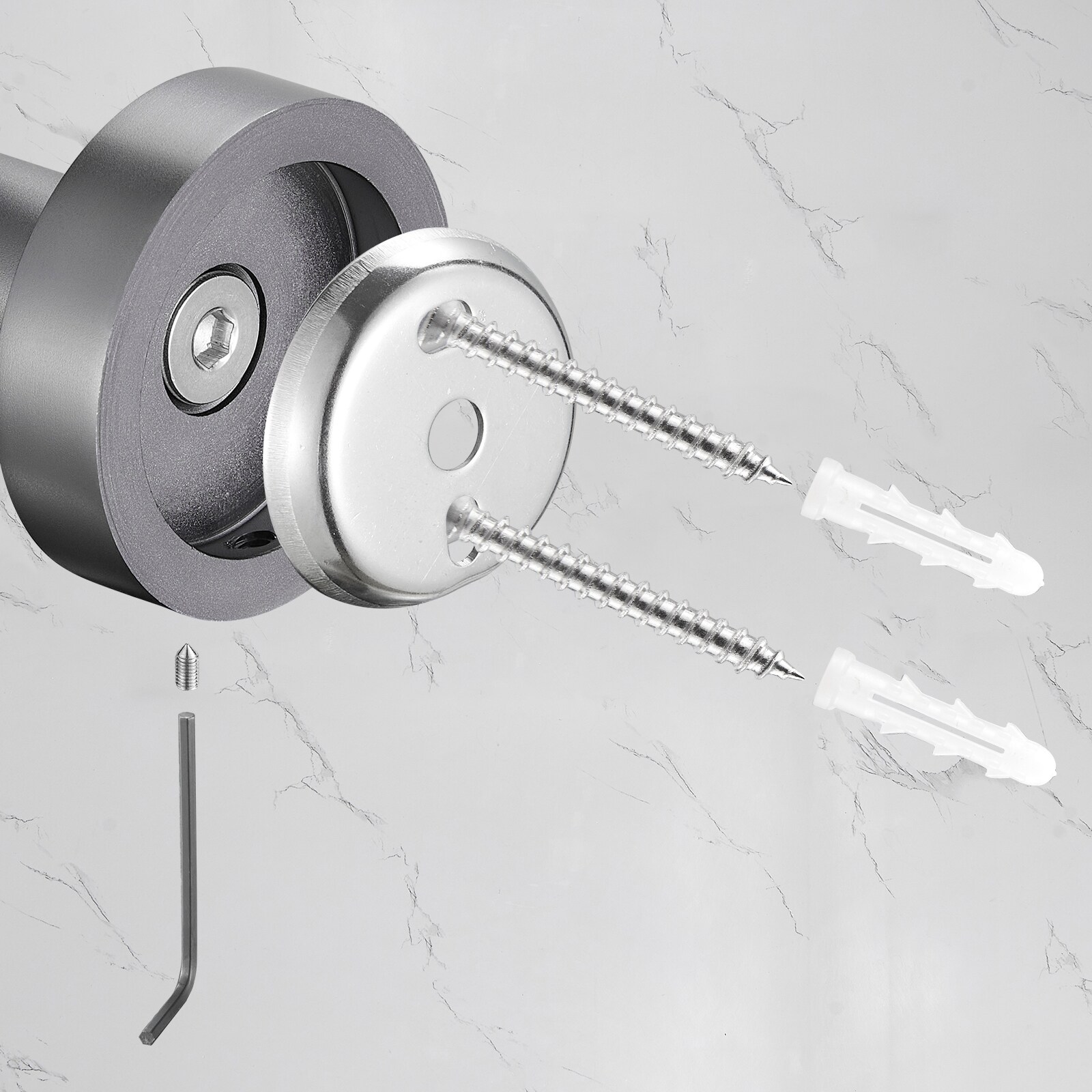 Juego de Accesorios Decorativos para Baño en Gris de 6 Piezas Cobbe - Barra de Toalla, Porta Papel Higiénico, Anillo de Toalla, Gancho para Bata incluido LSKBHS02062