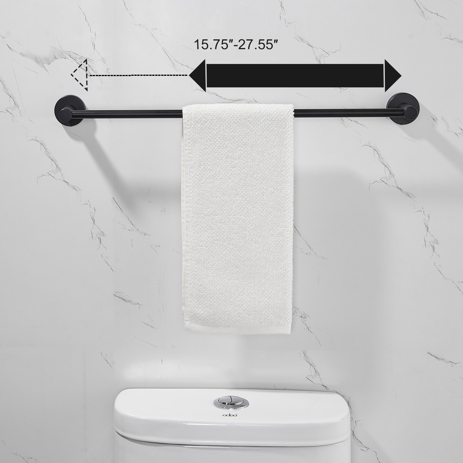 Juego de accesorios decorativos para baño en negro mate de 3 piezas Cobbe: Barra para toallas, porta papel higiénico y argolla para toallas (incluido LSKBHS03031)