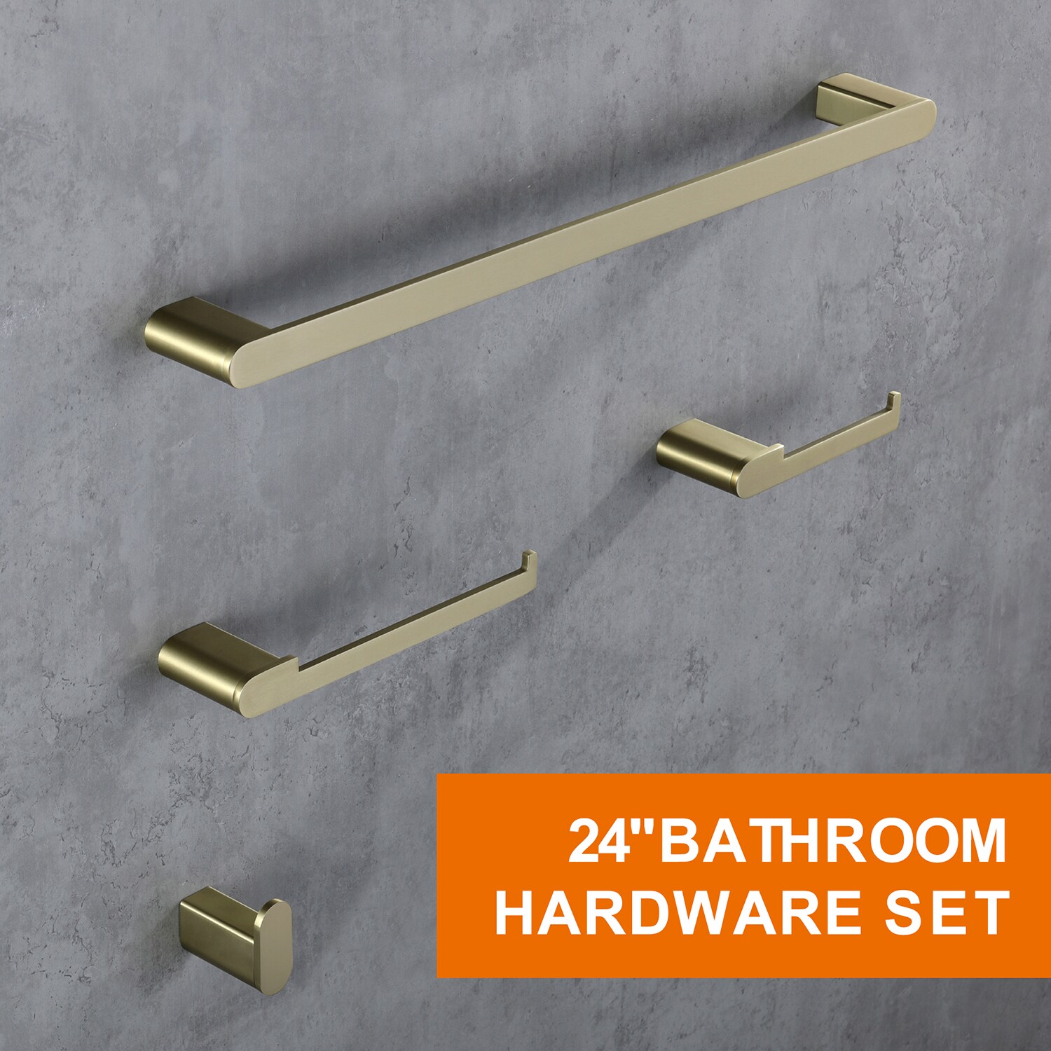Juego de Accesorios de Baño Decorativos en Dorado Cepillado de 4 Piezas Cobbe - Incluye Barra de Toalla, Porta Papel Higiénico y Gancho para Batas