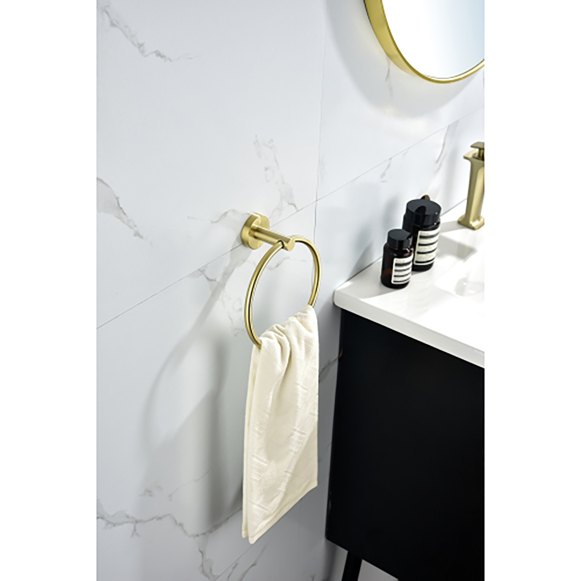 Juego de Accesorios de Baño Decorativos en Dorado Cepillado de 5 Piezas de CASAINC incluye Barra de Toalla, Portarrollos, Argolla para Toalla y Gancho para Batas MCS-594BG