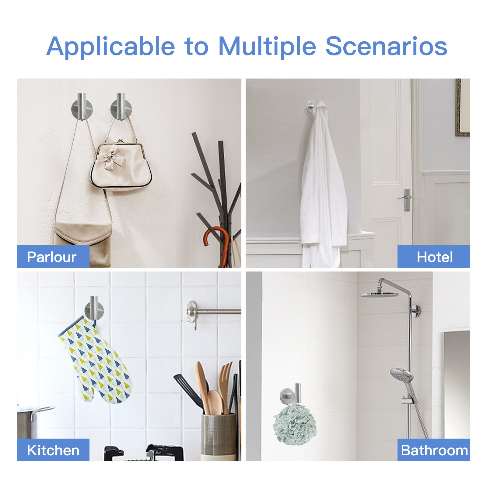 Juego de accesorios para baño de 3 piezas en níquel cepillado - Barra de toalla, porta papel y gancho para batas incluidos