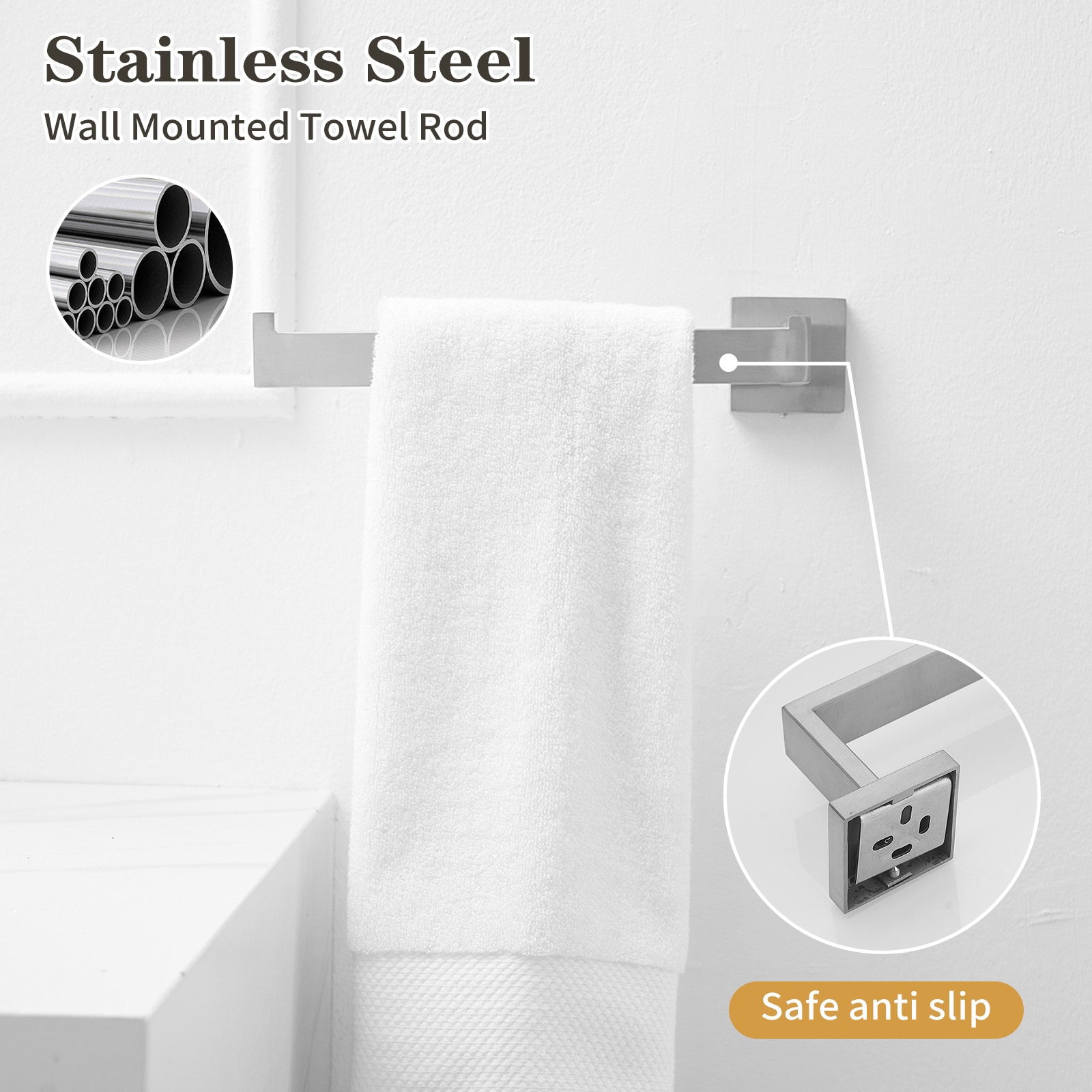 Juego de herrajes para baño de 5 piezas en níquel cepillado - Incluye barra de toalla, portarrollos y colgador de baño decorativo A-91012, modelo A-91012-S-N-1.