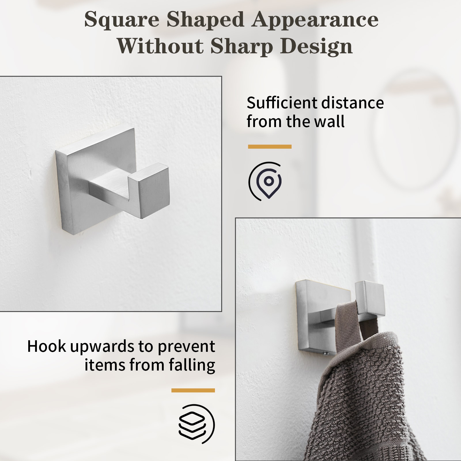 Juego de herrajes para baño de 5 piezas en níquel cepillado - Incluye barra de toalla, portarrollos y colgador de baño decorativo A-91012, modelo A-91012-S-N-1.