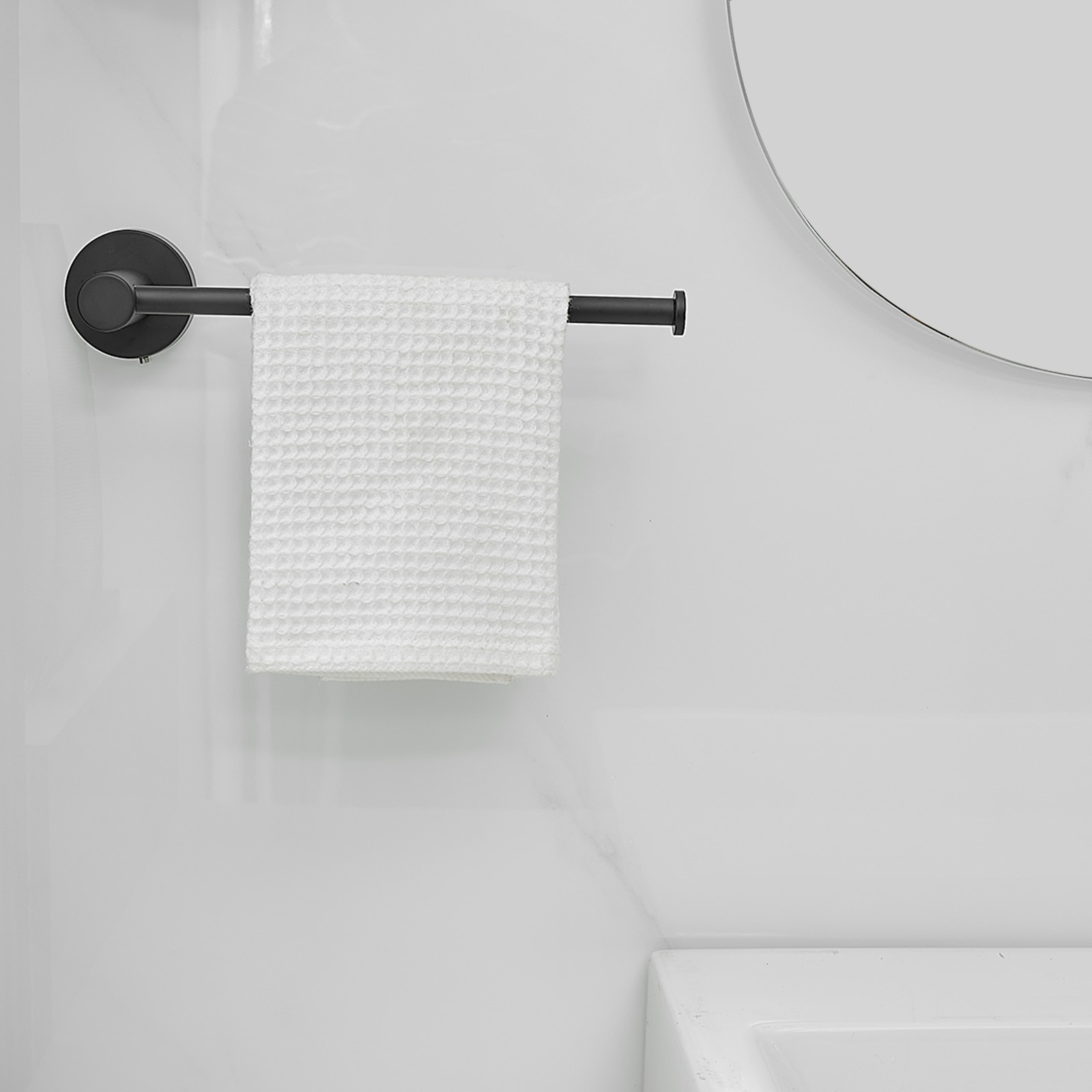 Juego de Accesorios de Baño Decorativos en Negro Mate de 5 Piezas A-91013 - Barra de Toalla, Porta Papel Higiénico, Gancho para Batas incluido A-91013-S-NEGRO-1