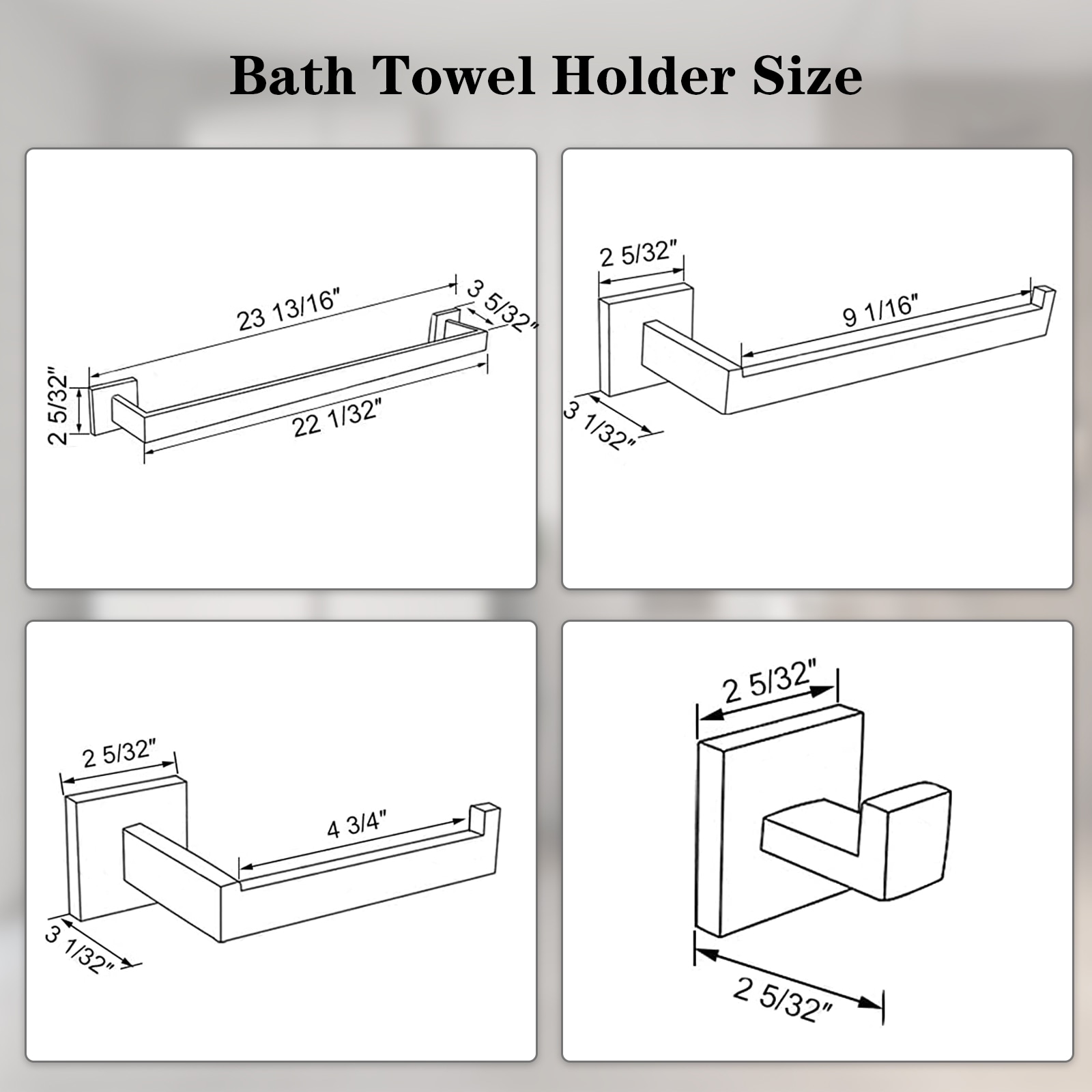 Juego de Accesorios de Baño de 5 Piezas en Color Dorado Cepillado - Barra Toallera, Porta Papel Higiénico y Gancho para Batas Incluidos A-91012-S-BG-1