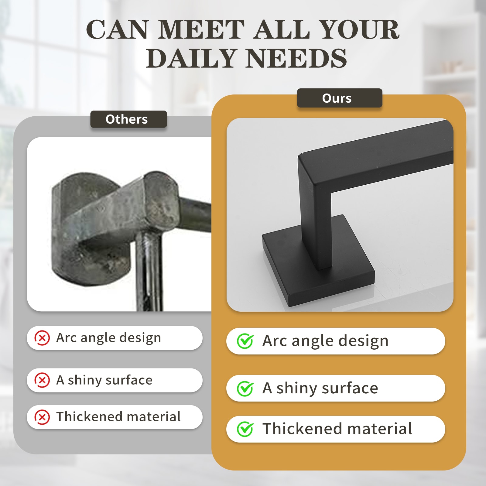 Juego de Accesorios para Baño de 5 Piezas en Negro Mate - Incluye Barra para Toallas, Portarrollos y Gancho para Batas - Modelo A-91012-S-NEGRO-1
