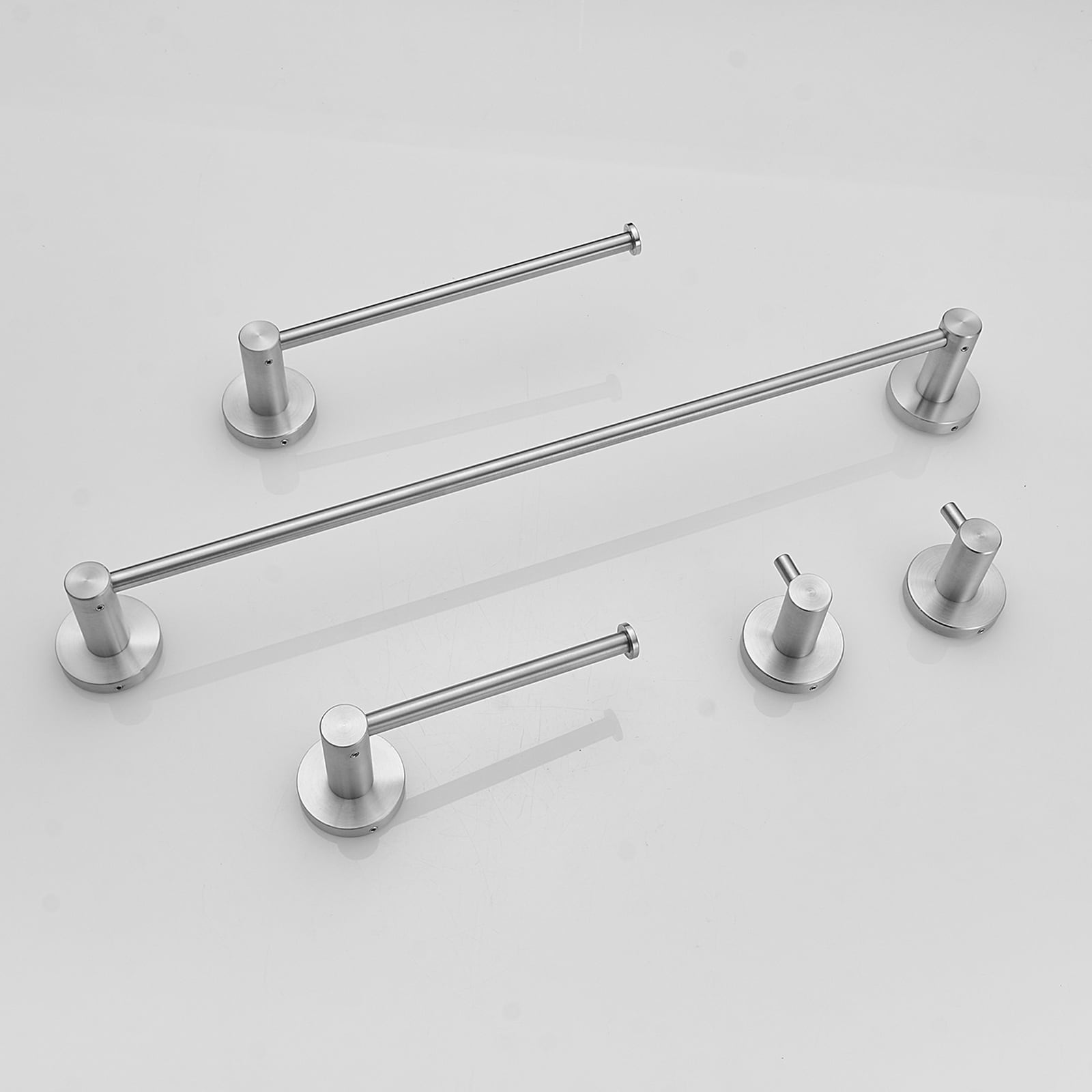 Juego de Accesorios de Baño Decorativos en Níquel Cepillado de 5 Piezas para Baño - Barra de Toalla, Portarrollos y Gancho para Bata incluidos A-91013-S-N-1