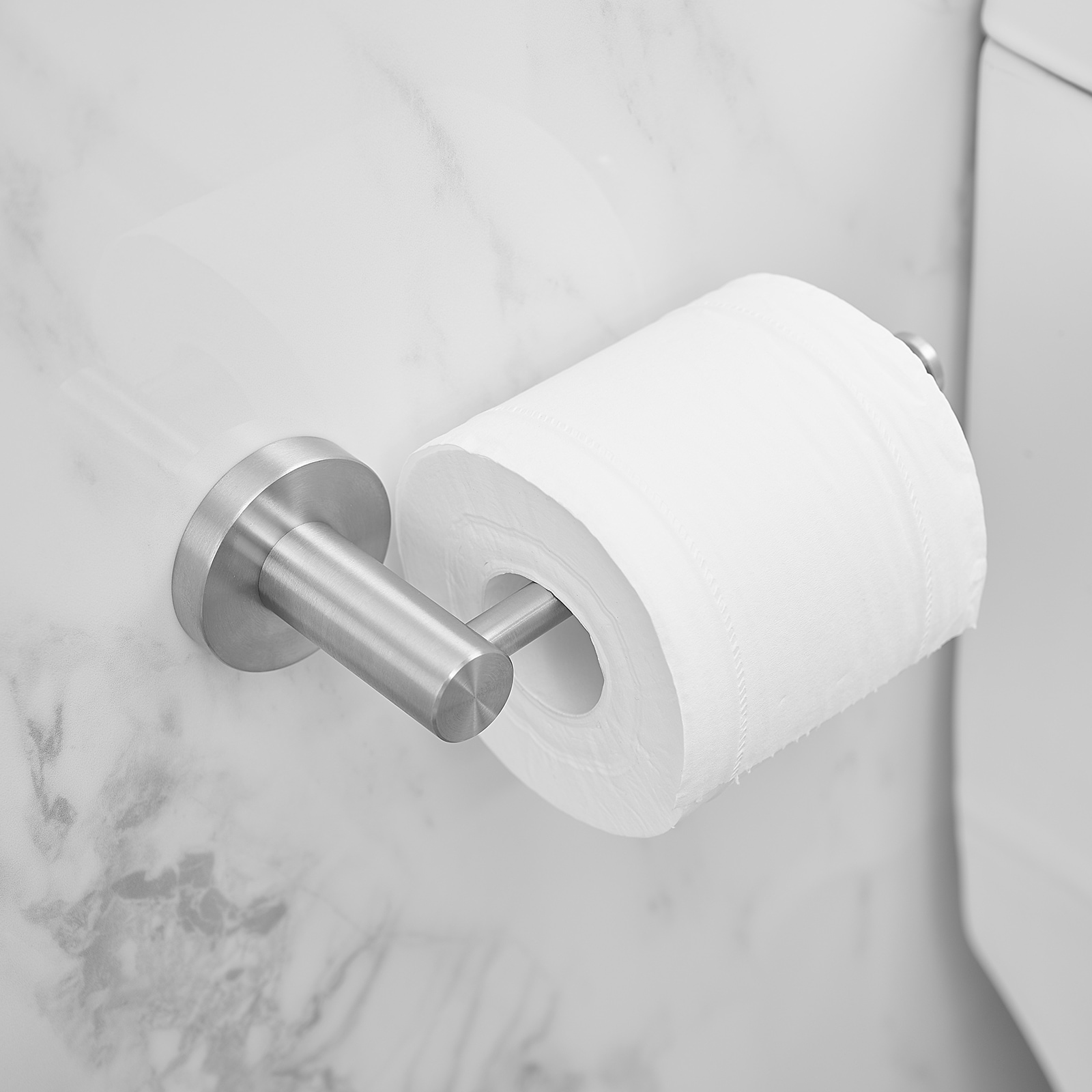 Juego de Accesorios de Baño Decorativos en Níquel Cepillado de 5 Piezas para Baño - Barra de Toalla, Portarrollos y Gancho para Bata incluidos A-91013-S-N-1