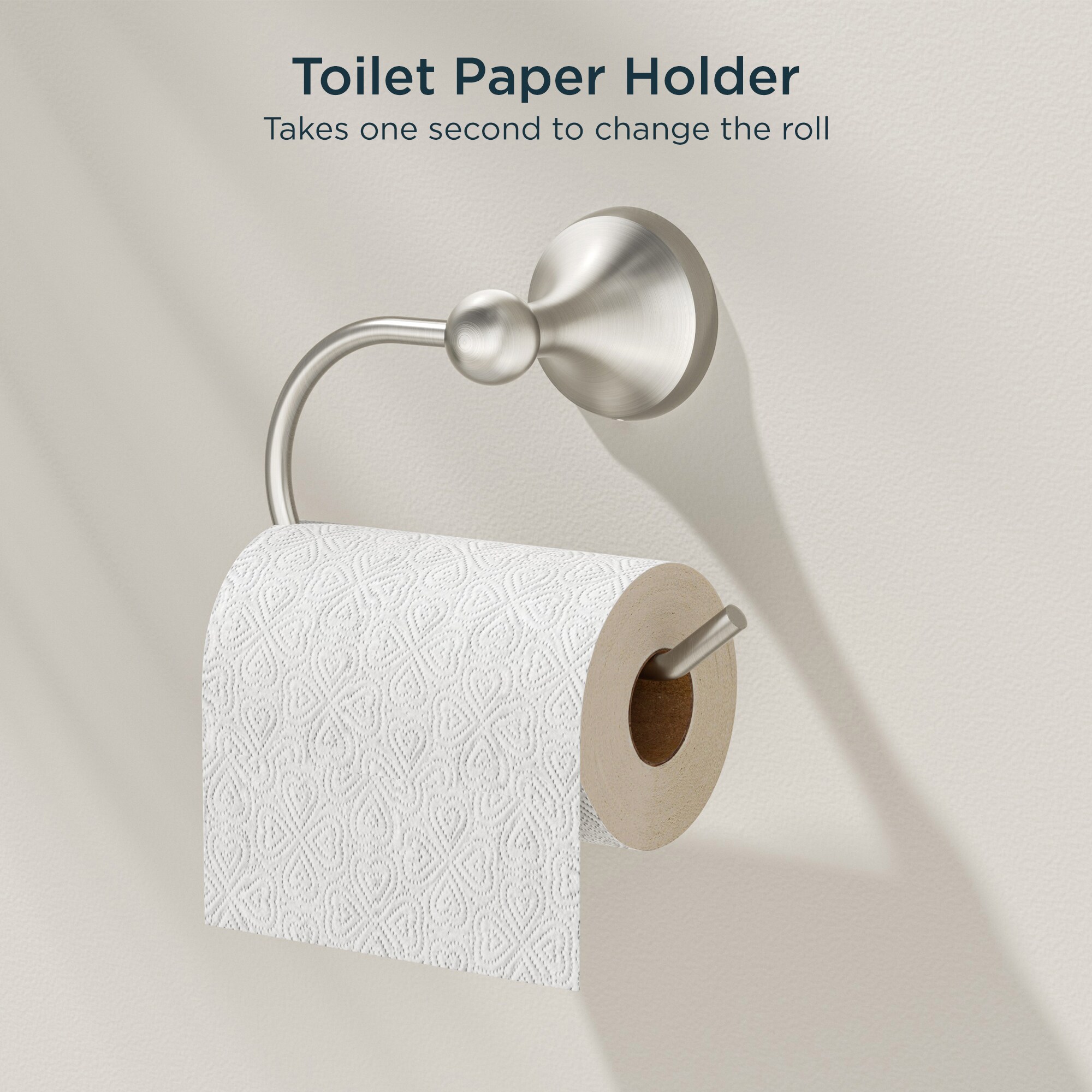 Juego de accesorios decorativos para baño de 4 piezas en níquel cepillado - Barra para toallas, porta papel higiénico, anillo para toallas y gancho para batas incluidos LL19102BN4A