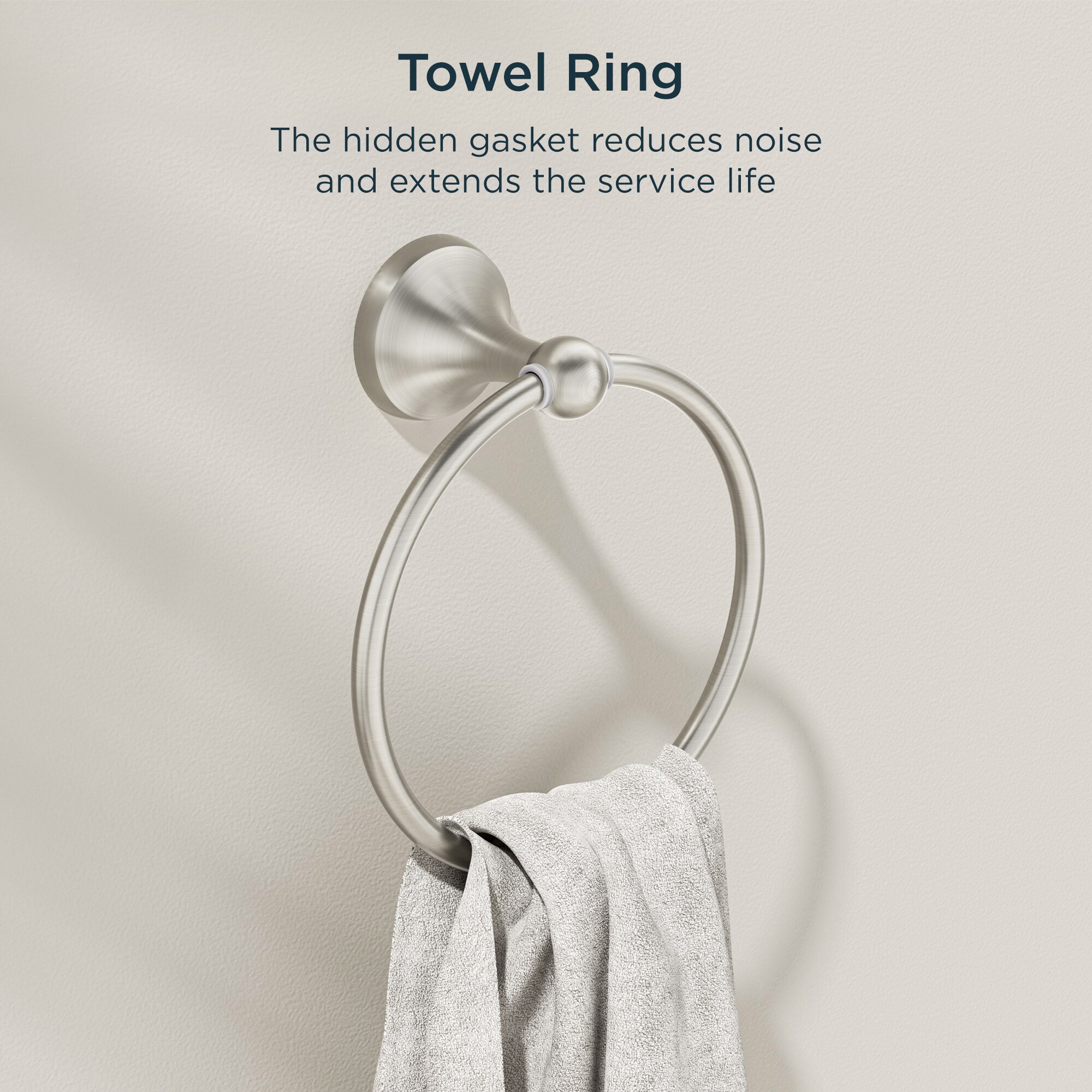 Juego de accesorios decorativos para baño de 4 piezas en níquel cepillado - Barra para toallas, porta papel higiénico, anillo para toallas y gancho para batas incluidos LL19102BN4A