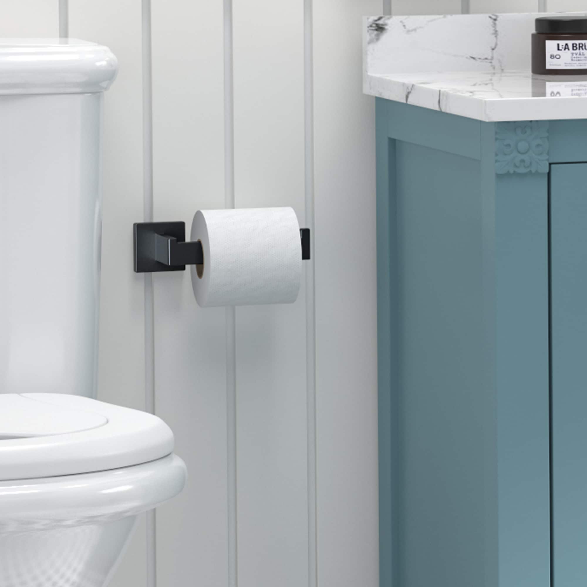 Set de Accesorios de Baño Decorativo en Negro Mate de 5 Piezas, Incluye Barra de Toalla, Portarrollos y Gancho para Bata
