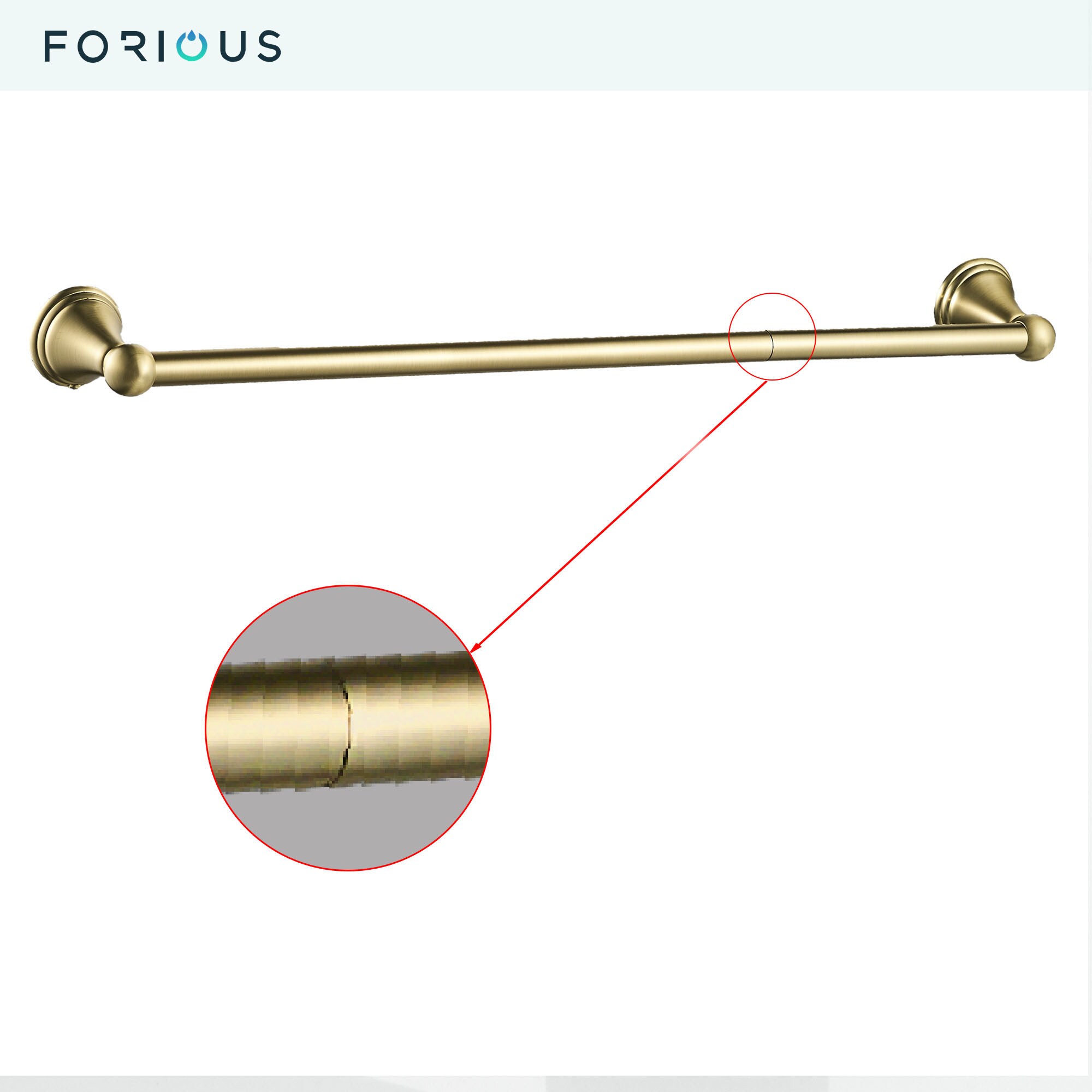 Juego de accesorios de baño decorativos en dorado de 4 piezas FORIOUS - Barra de toalla, portarrollos, anillo de toalla y gancho para batas incluidos LL19108G4A
