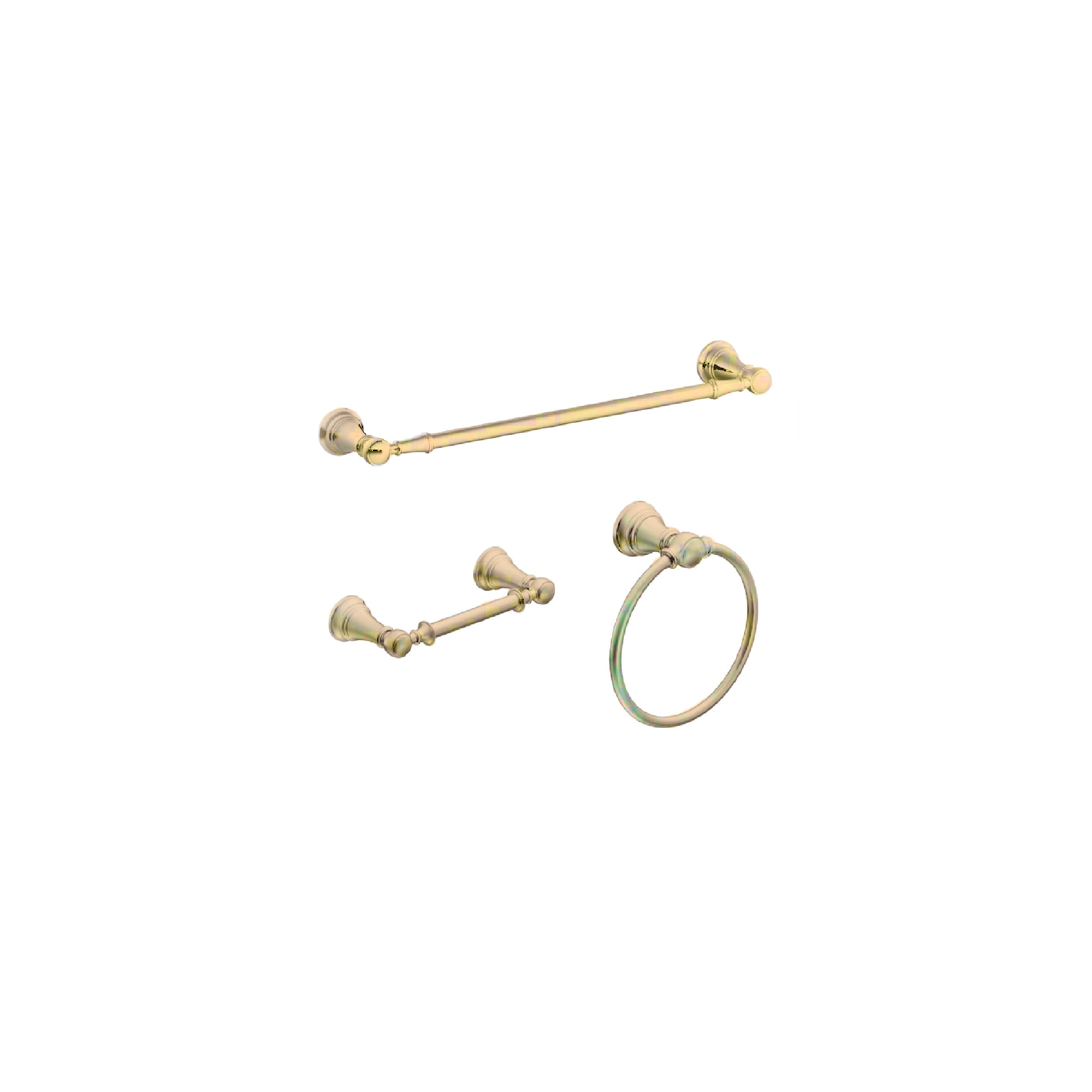 Juego de accesorios decorativos para baño en dorado de 3 piezas FORIOUS: Barra de toallas, portarrollos y argolla para toallas, incluido LL19103G3A
